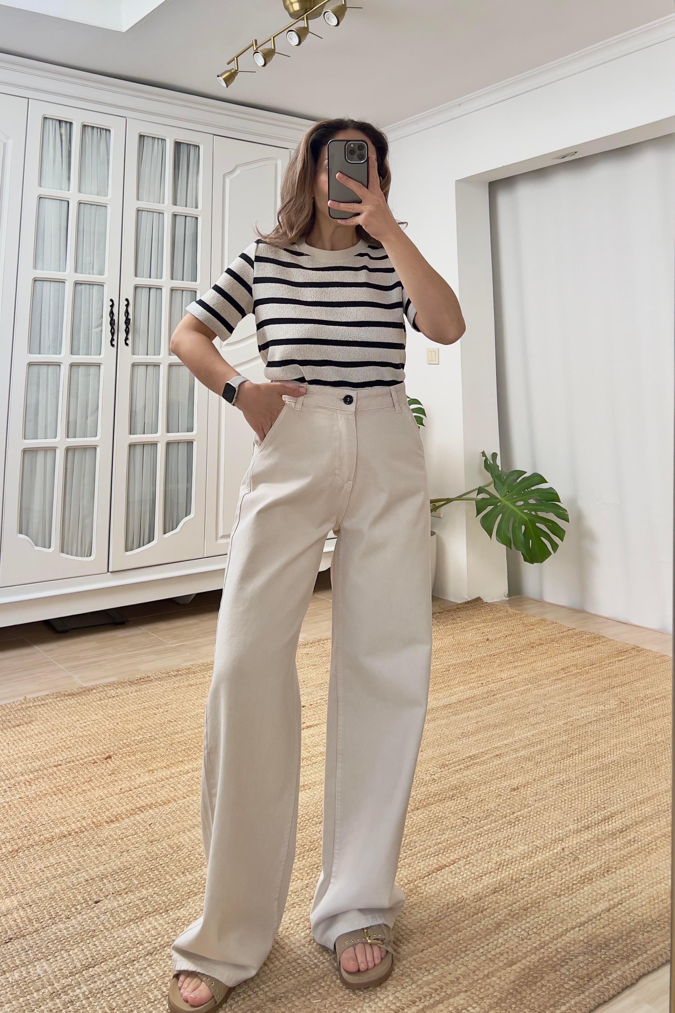 MD Taş Rengi Yüksek Bel Baggy Jean uygun fiyatlarda www.butikhola.com adresinde