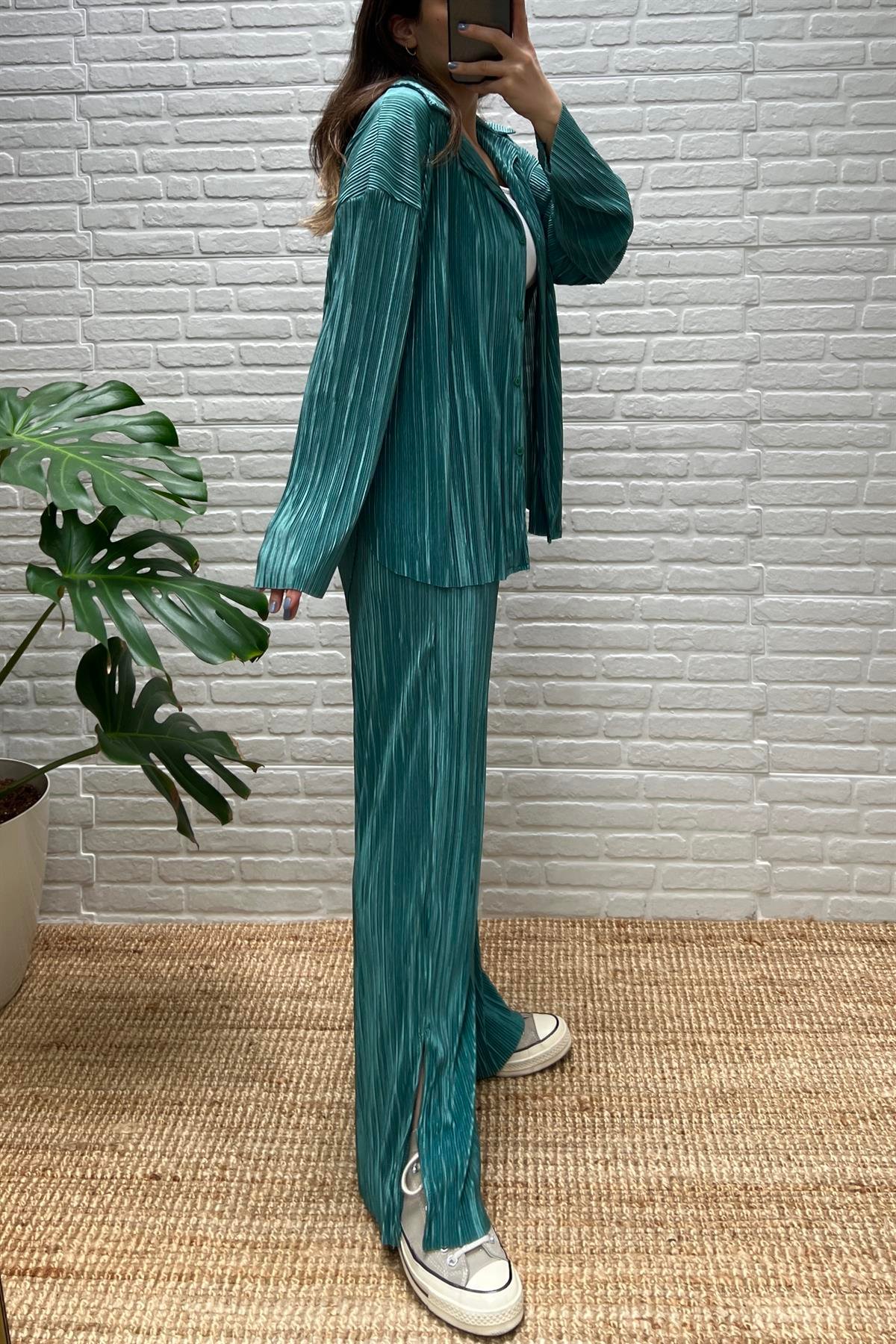 Mint Yeşili Krinkıl Takım uygun fiyatlarda www.butikhola.com adresinde