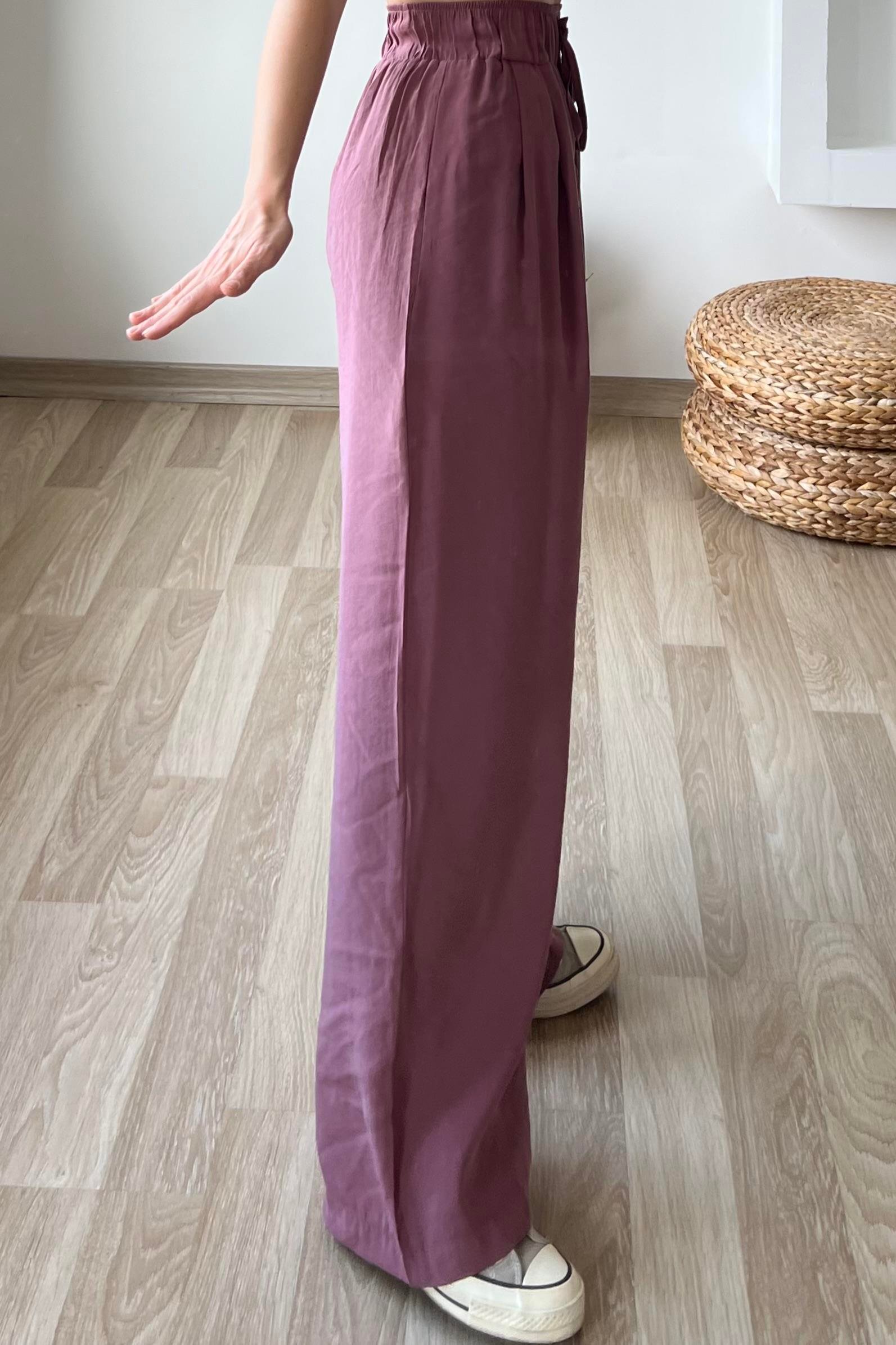 Mürdüm Rengi Beli Lastikli Tensel Pantolon uygun fiyatlarda www.butikhola.com adresinde