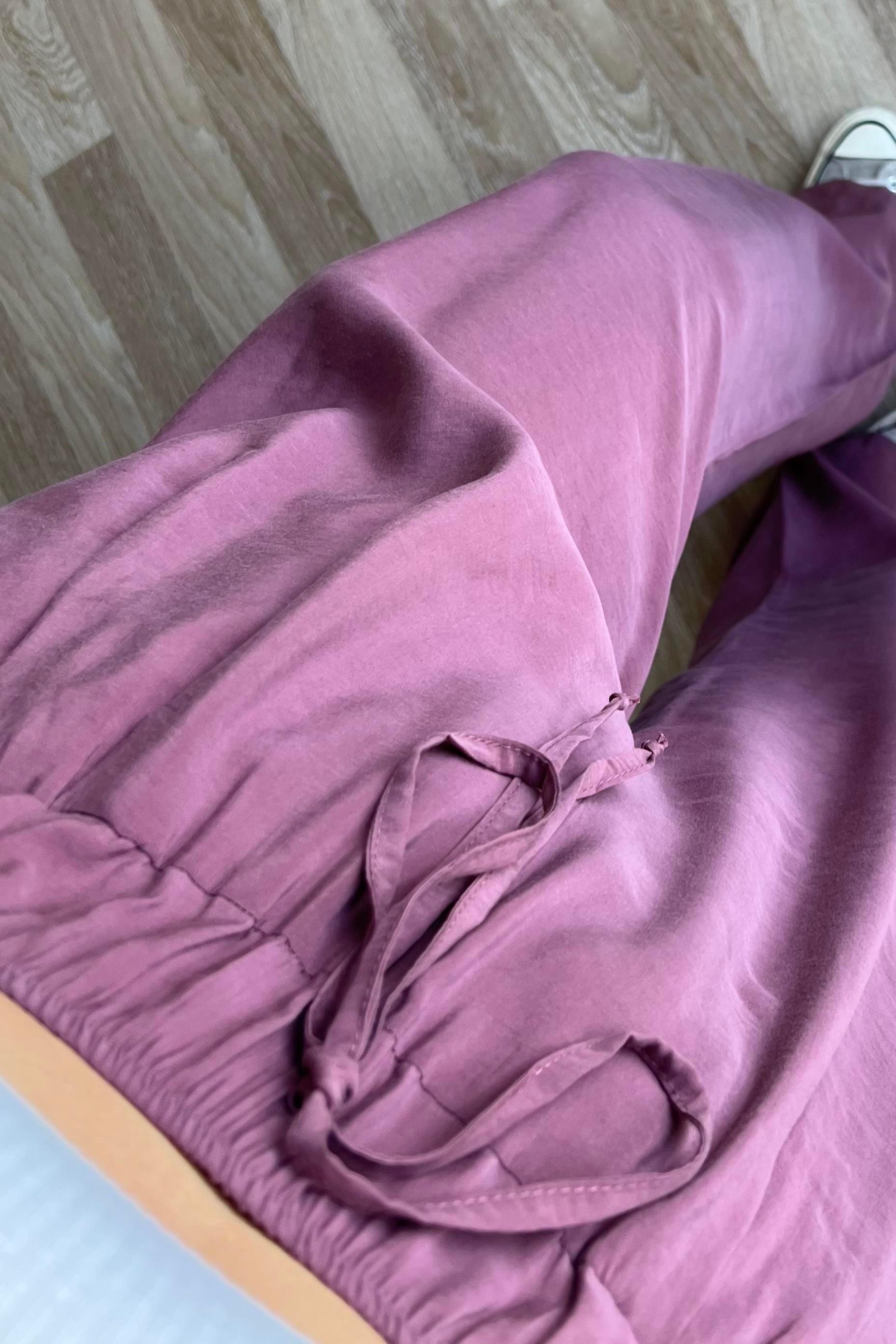 Mürdüm Rengi Beli Lastikli Tensel Pantolon uygun fiyatlarda www.butikhola.com adresinde