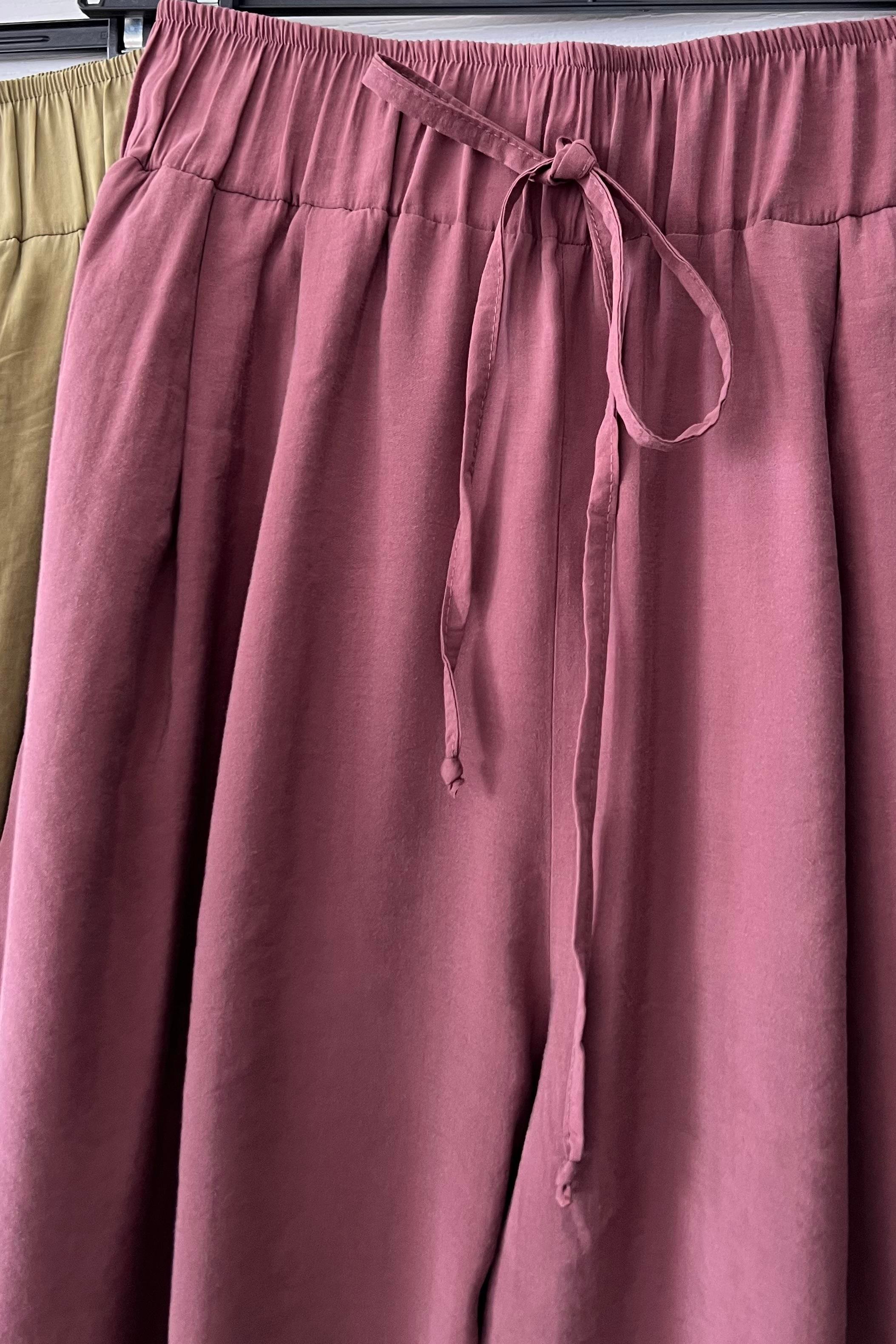 Mürdüm Rengi Beli Lastikli Tensel Pantolon uygun fiyatlarda www.butikhola.com adresinde