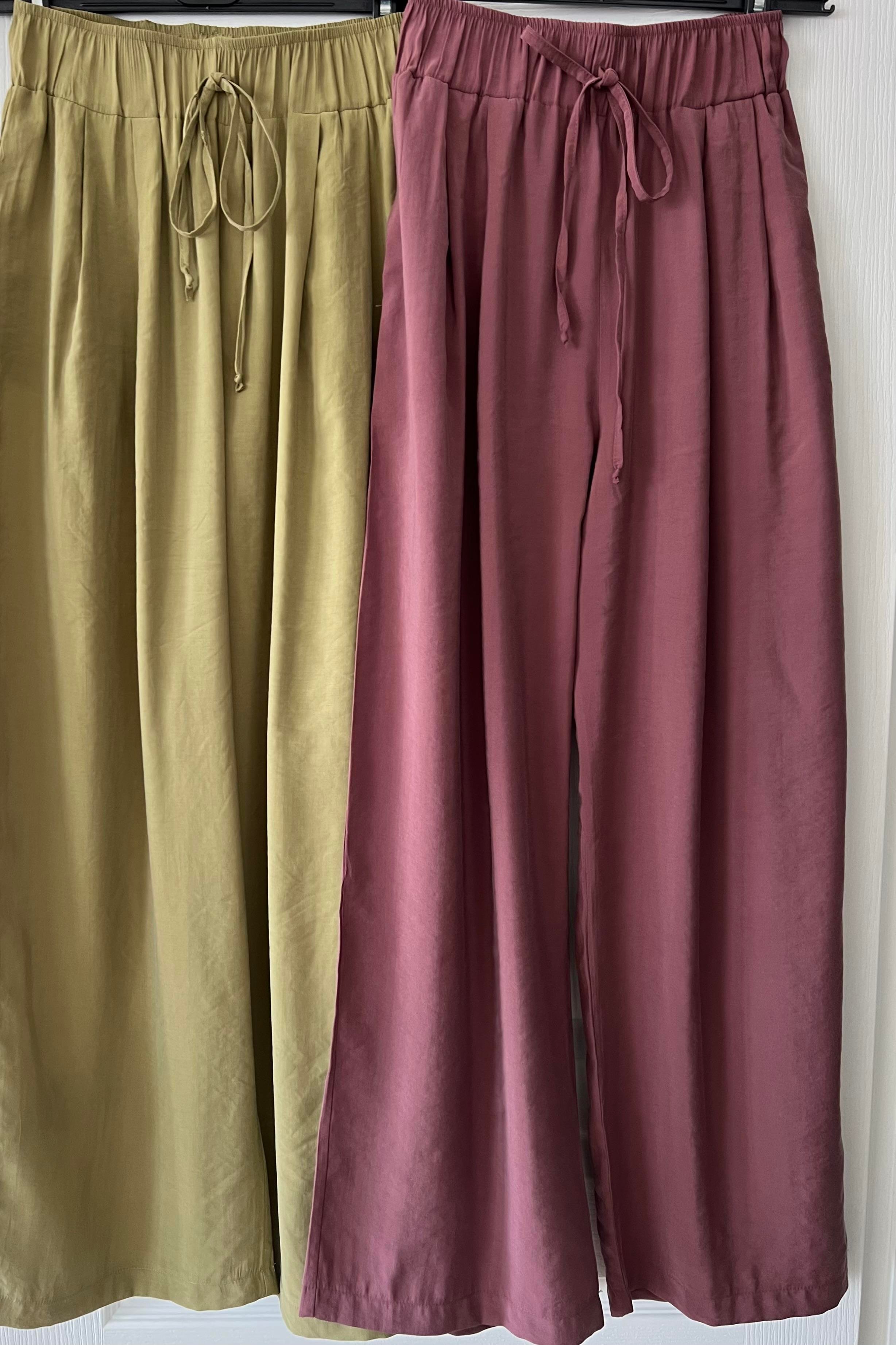 Mürdüm Rengi Beli Lastikli Tensel Pantolon uygun fiyatlarda www.butikhola.com adresinde
