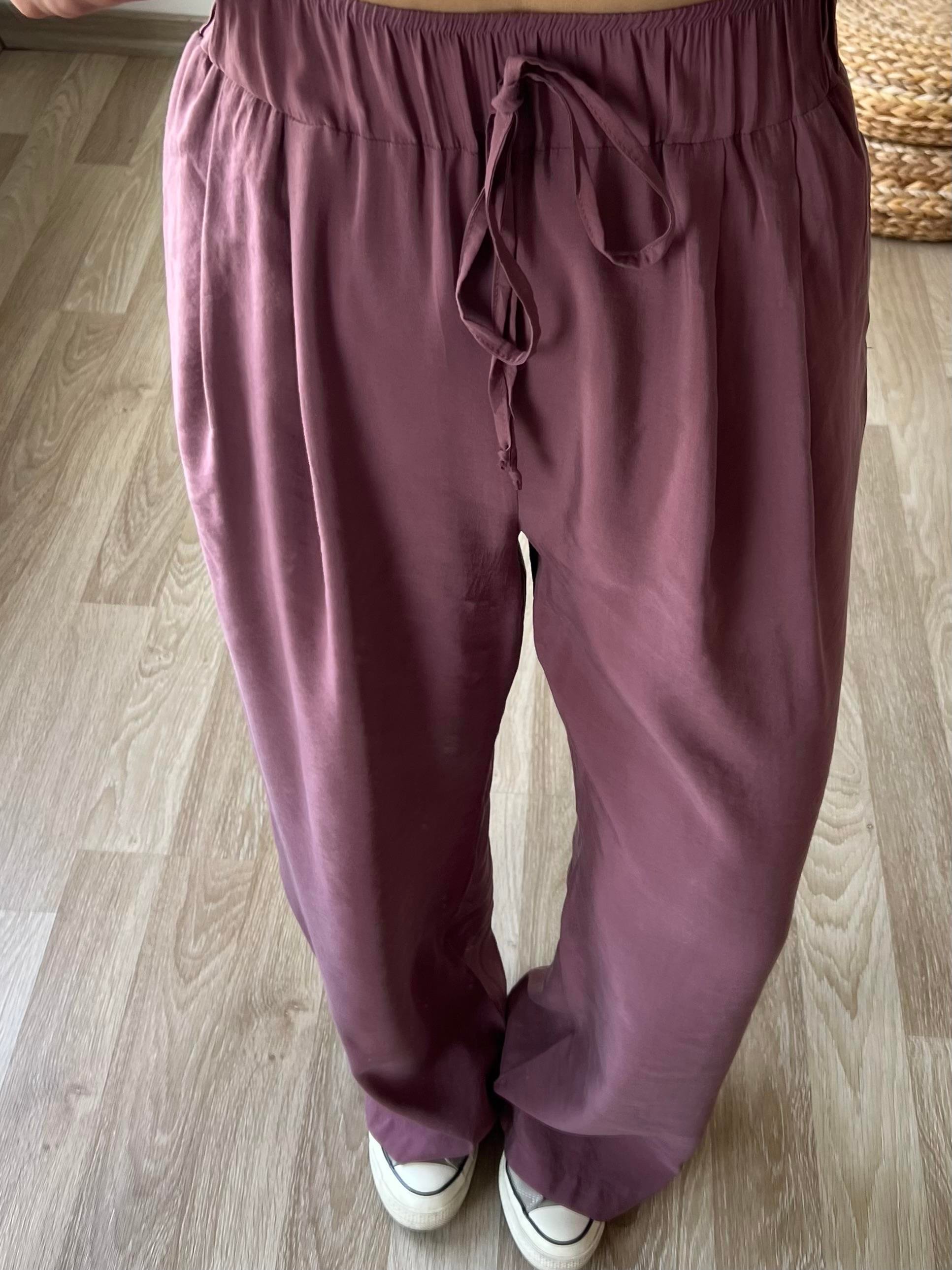 Mürdüm Rengi Beli Lastikli Tensel Pantolon uygun fiyatlarda www.butikhola.com adresinde