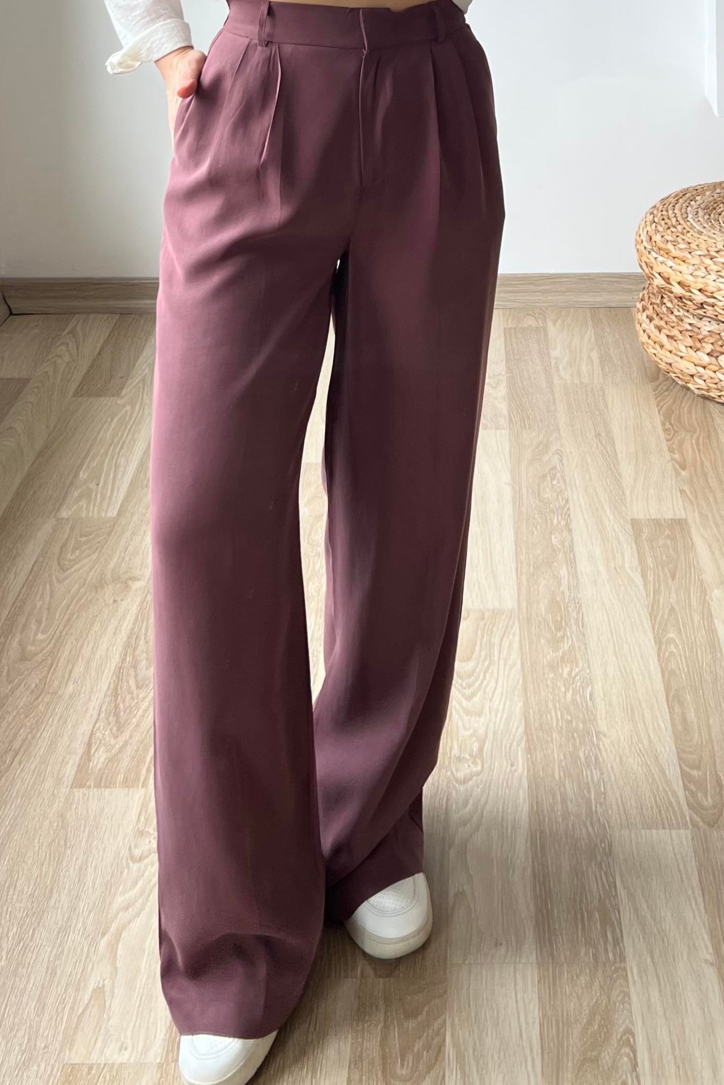 Mürdüm Rengi Modal Kumaş Palazzo Pantolon uygun fiyatlarda www.butikhola.com adresinde