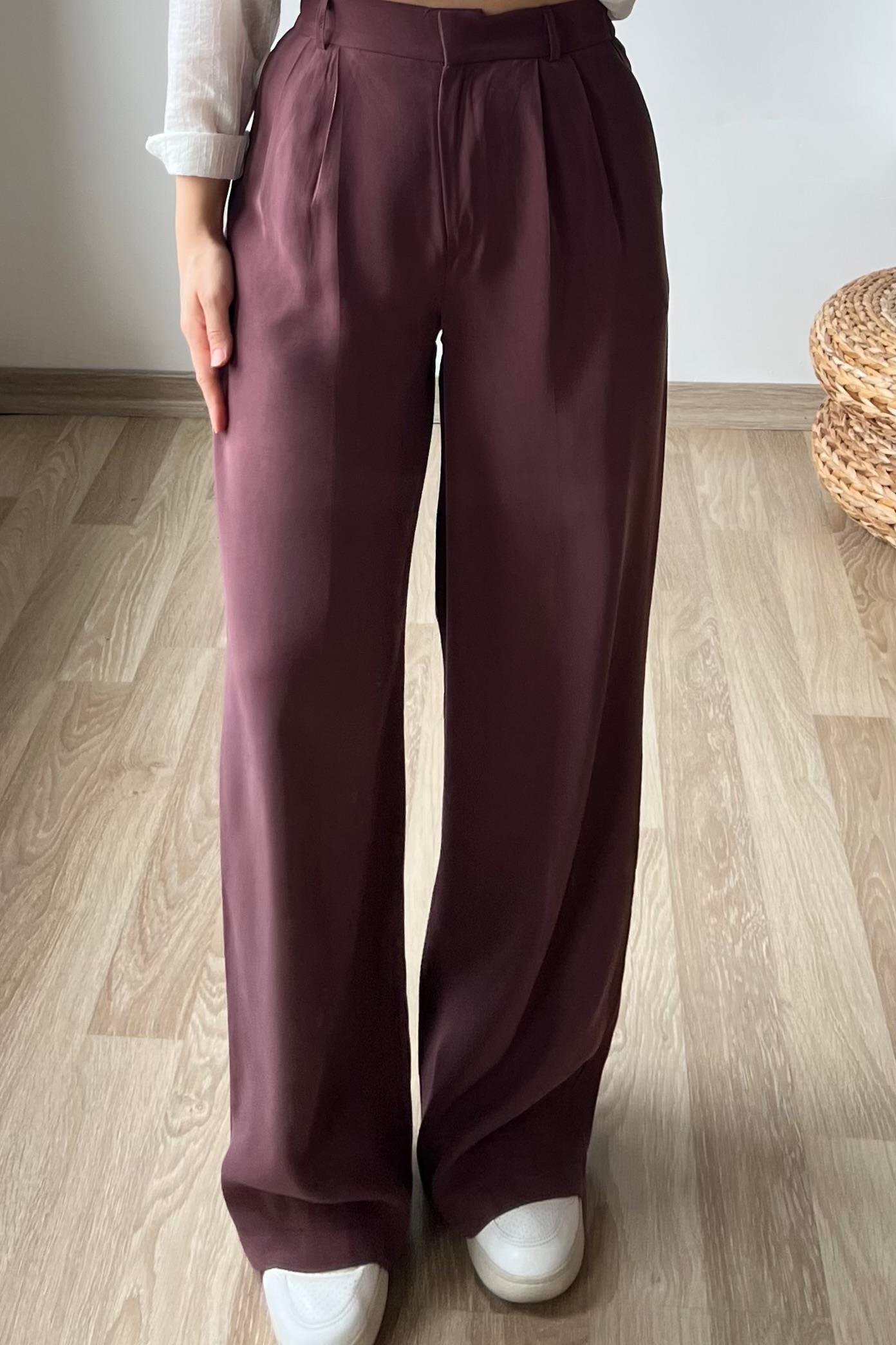 Mürdüm Rengi Modal Kumaş Palazzo Pantolon uygun fiyatlarda www.butikhola.com adresinde