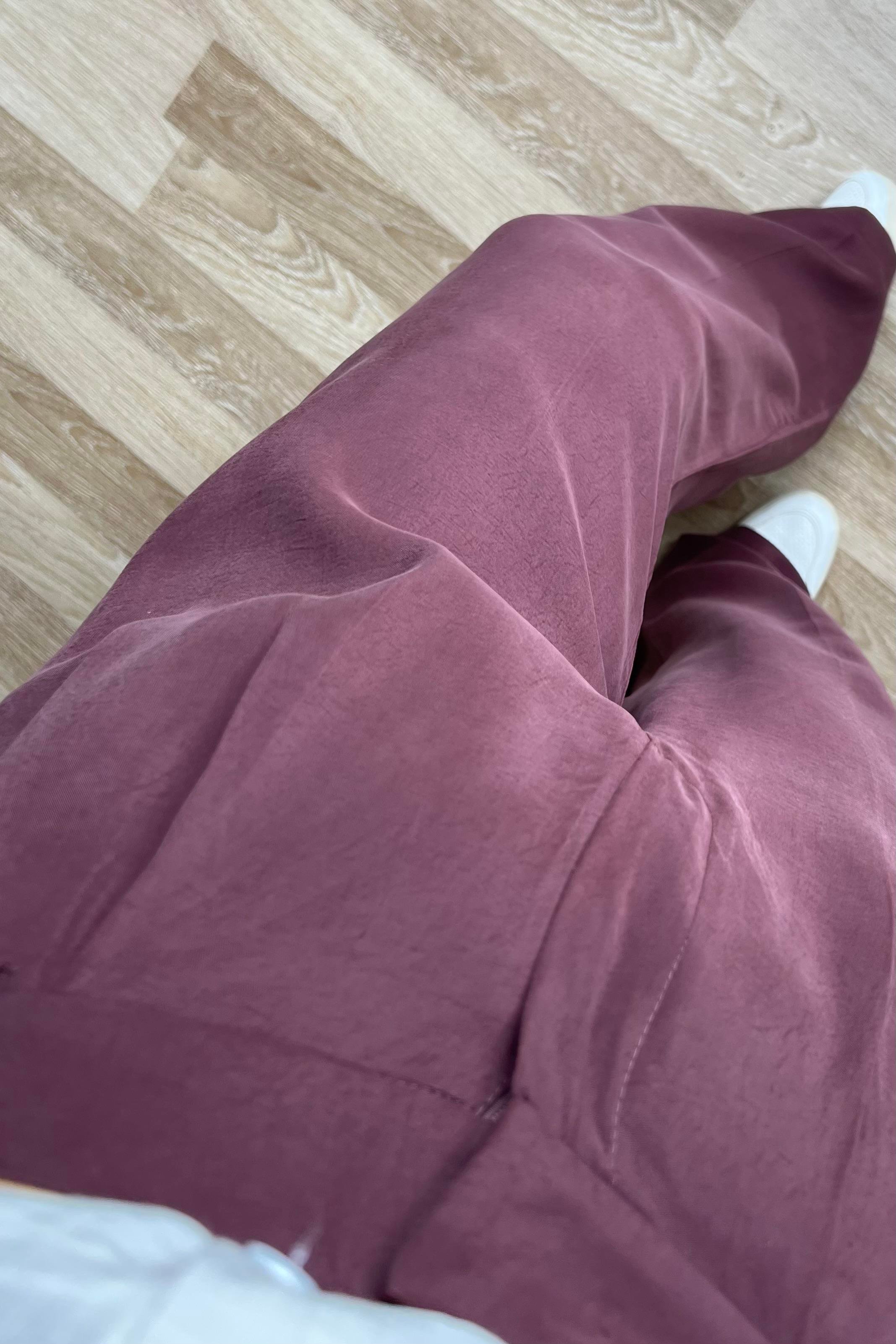 Mürdüm Rengi Modal Kumaş Palazzo Pantolon uygun fiyatlarda www.butikhola.com adresinde