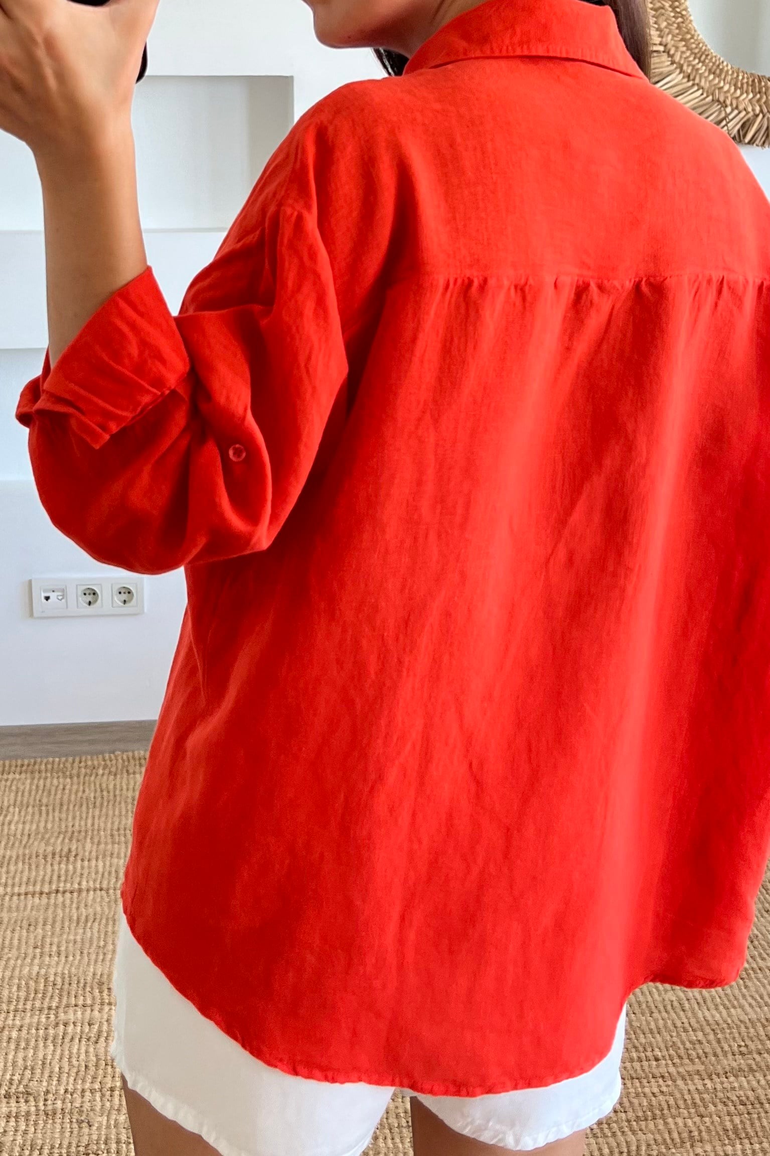 Nar Çiçeği Organik Ham Keten Gömlek uygun fiyatlarda www.butikhola.com adresinde