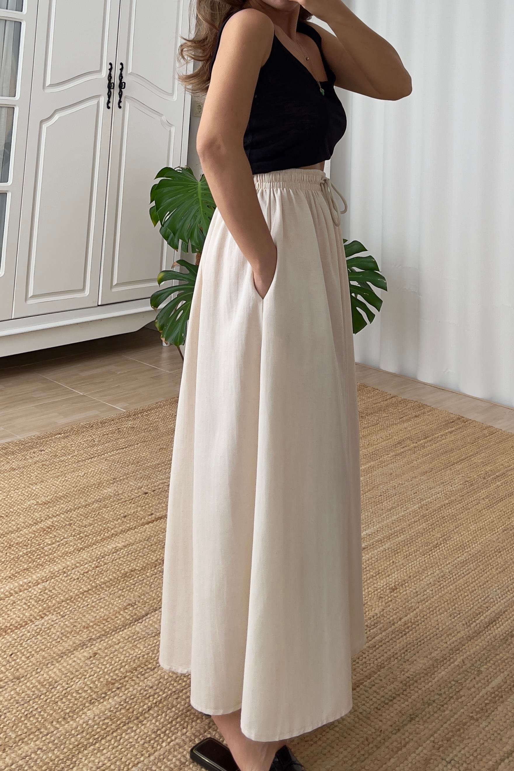 Natural  Cepli Kloş Keten Etek uygun fiyatlarda www.butikhola.com adresinde