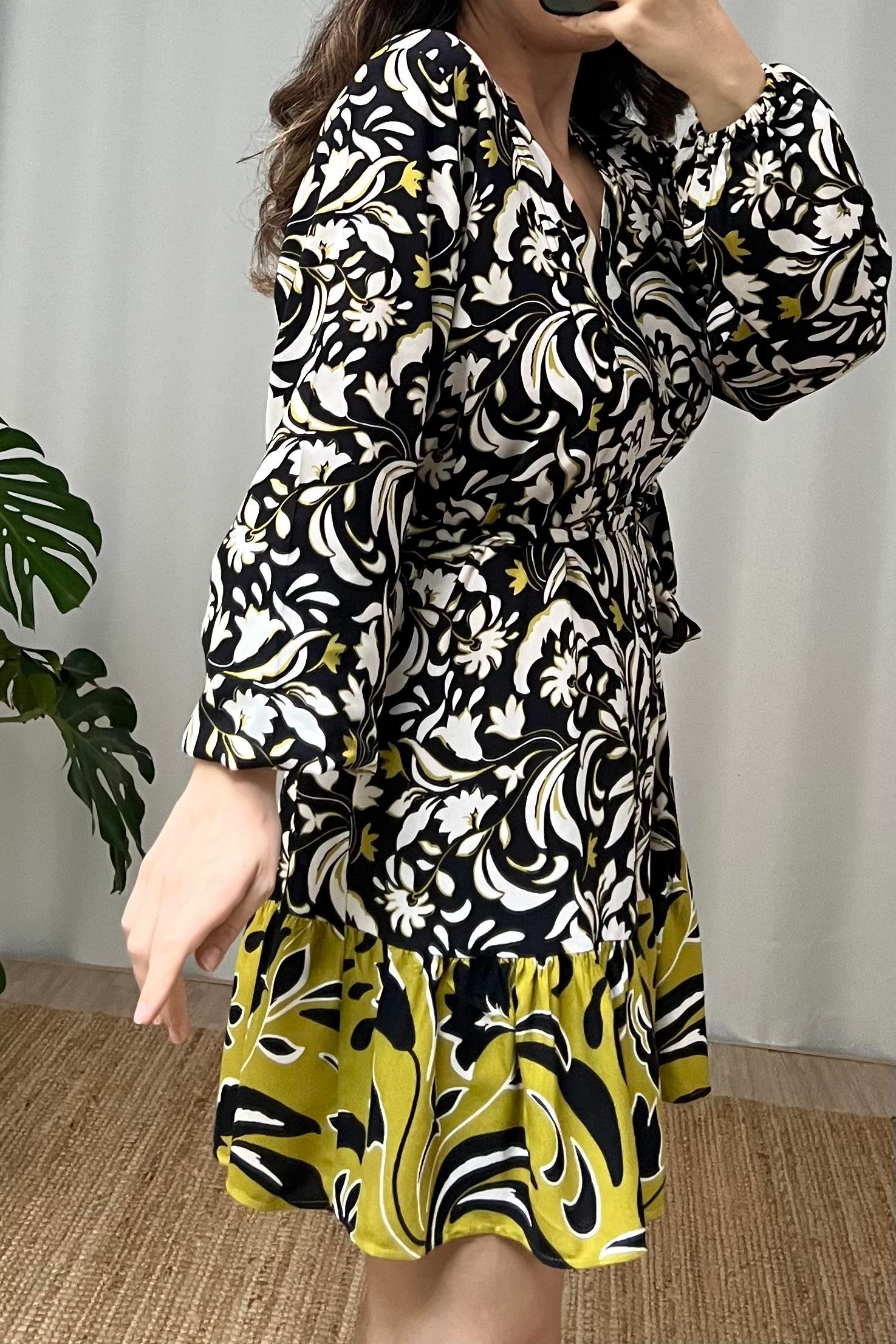 Orj Marka Çiçek Desenli Kuşaklı Viskoz Elbise uygun fiyatlarda www.butikhola.com adresinde