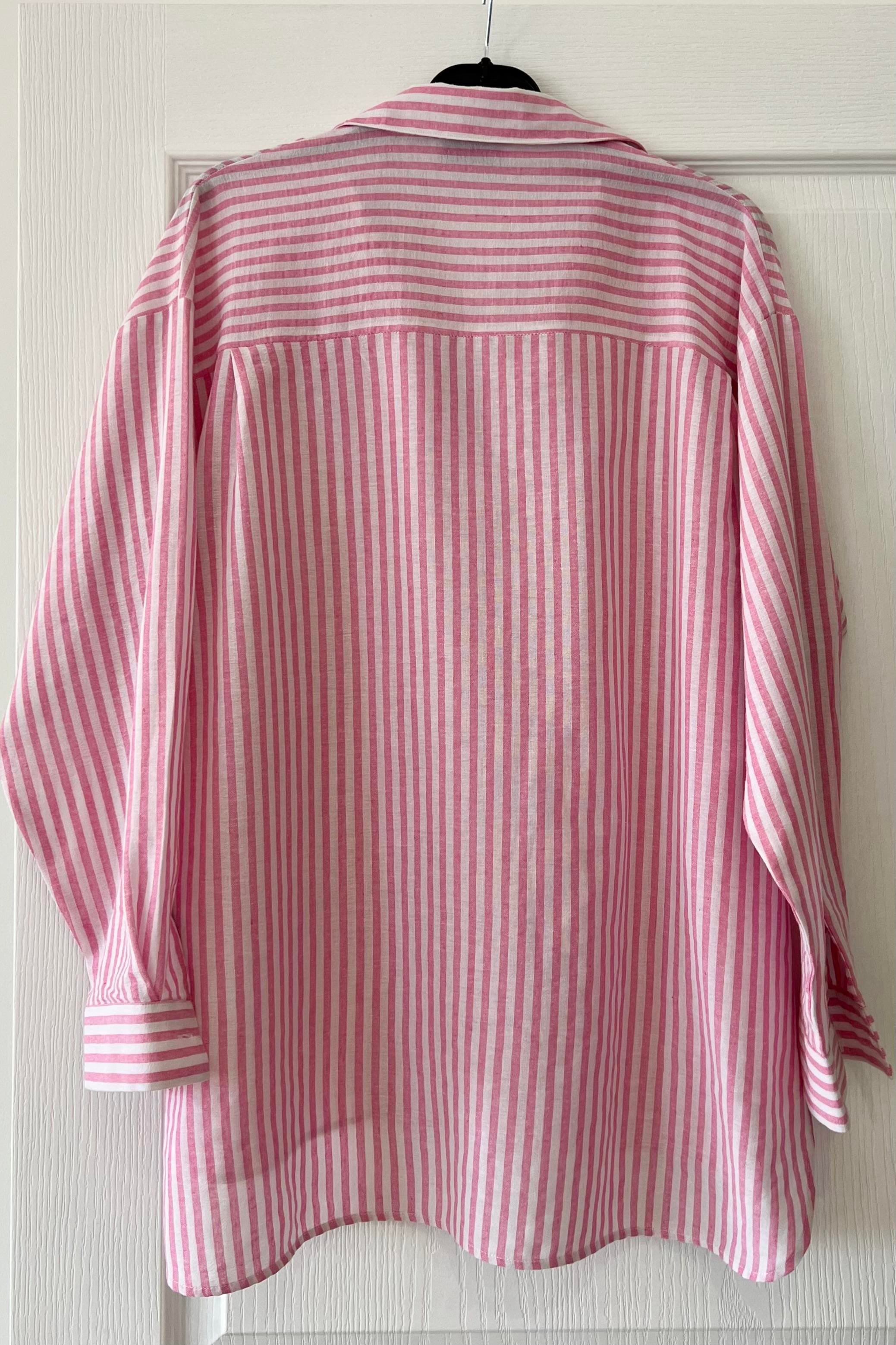 Pembe Çizgili Organik Pamuk Gömlek  uygun fiyatlarda www.butikhola.com adresinde
