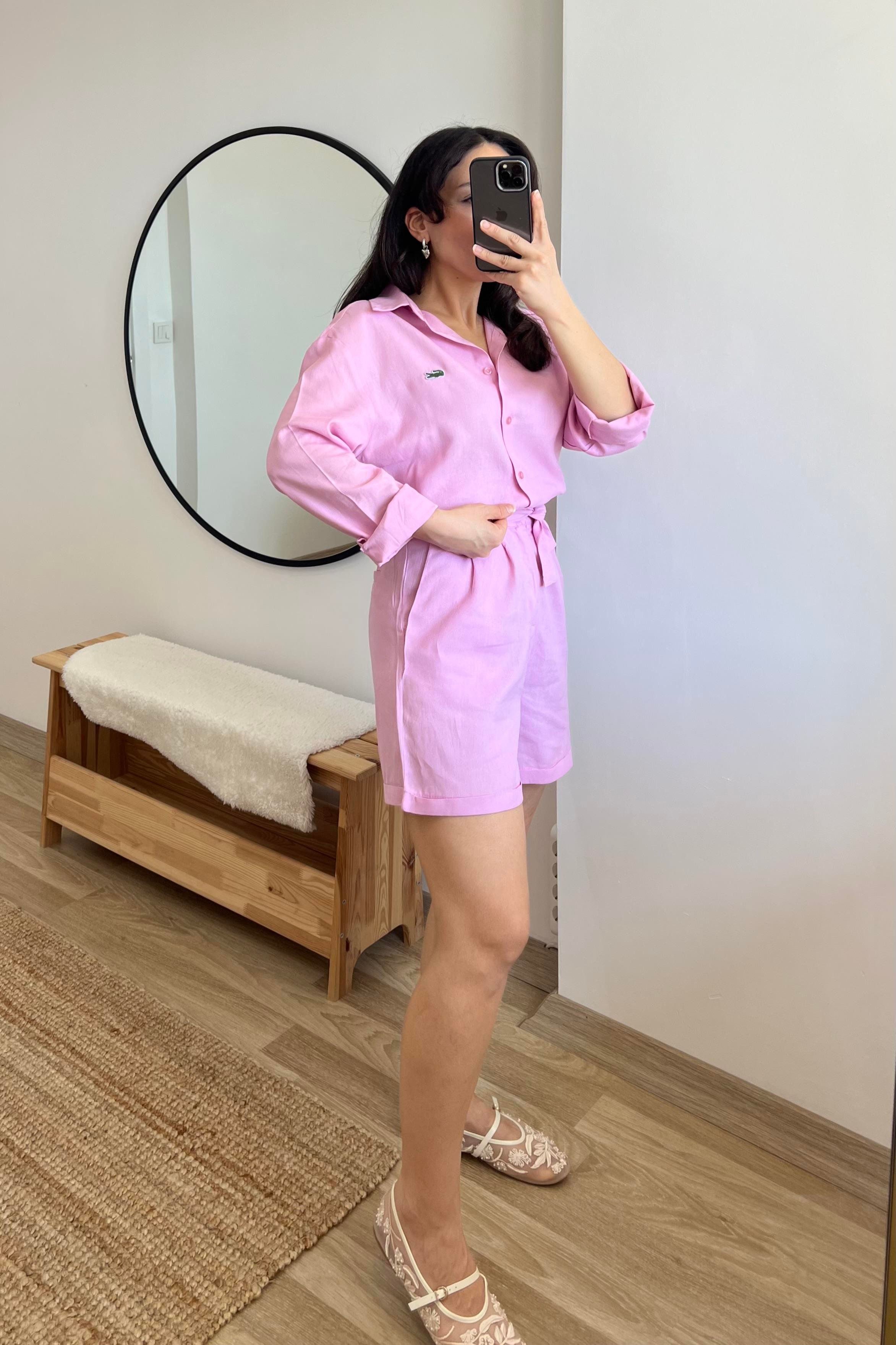 Pembe Şehir Boy Ham Keten Şort uygun fiyatlarda www.butikhola.com adresinde