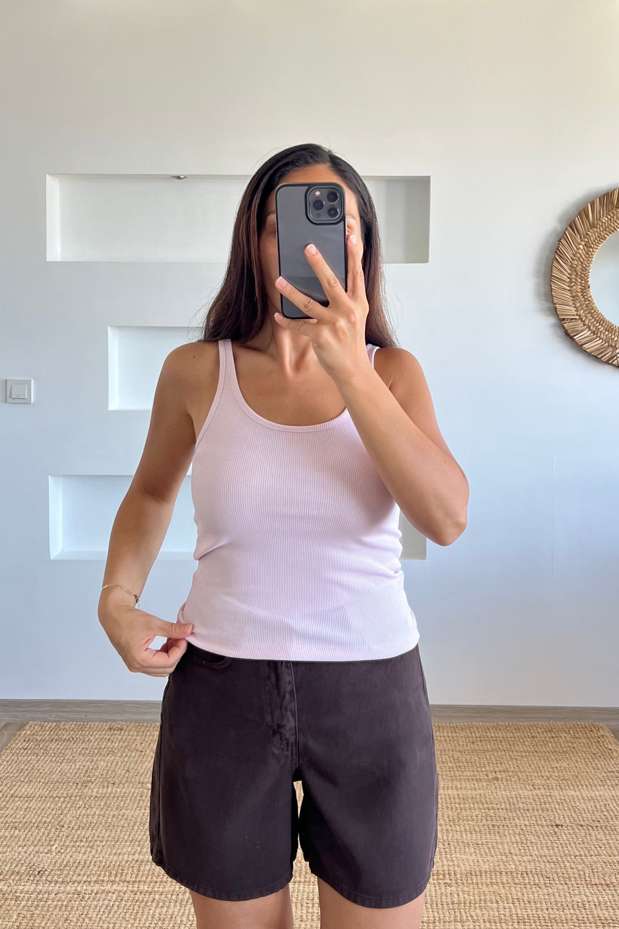 Pembe U Yaka Askılı Fitilli Atlet uygun fiyatlarda www.butikhola.com adresinde