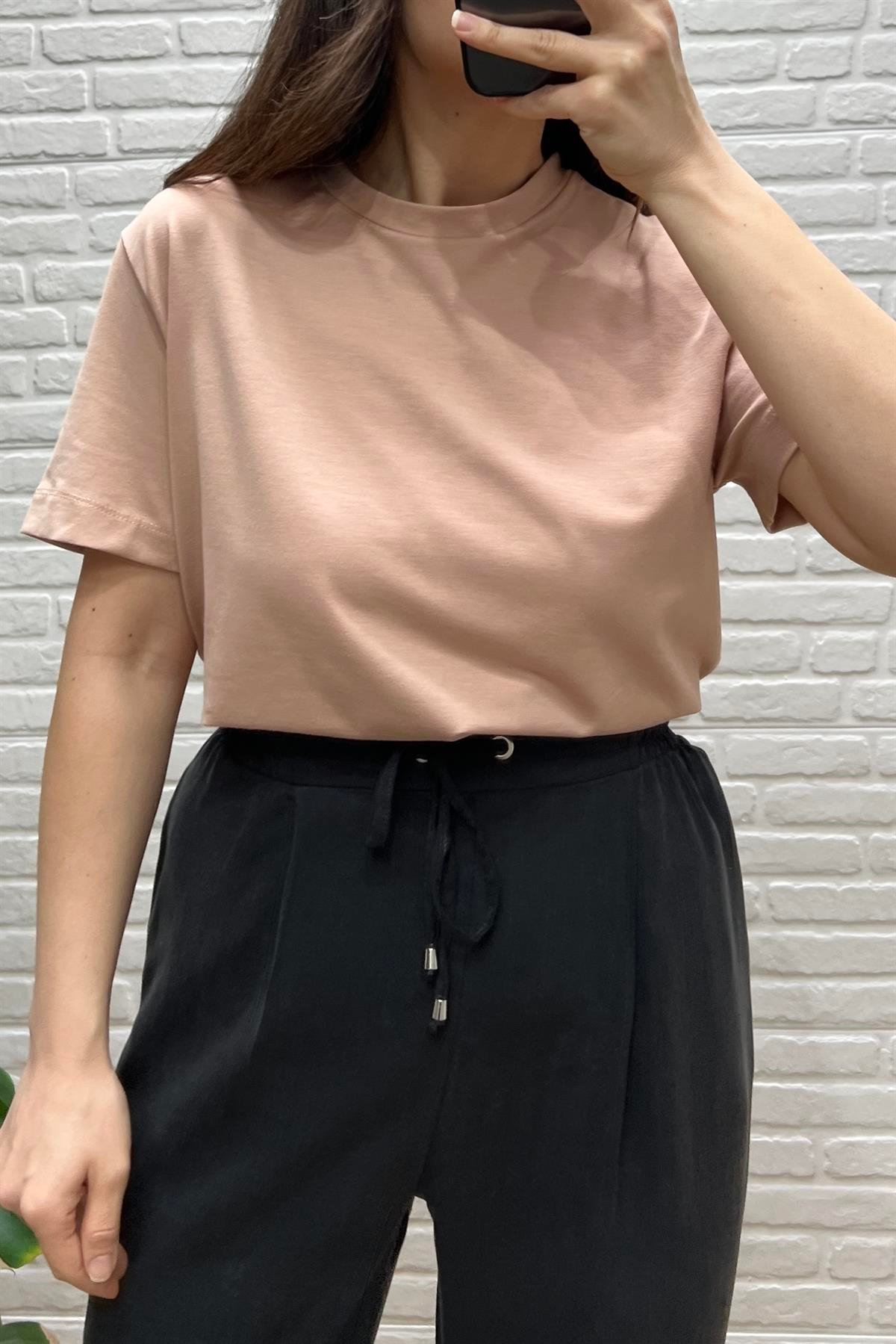 Pudra Orjinal Marka Likralı Basic Tshirt uygun fiyatlarda www.butikhola.com adresinde