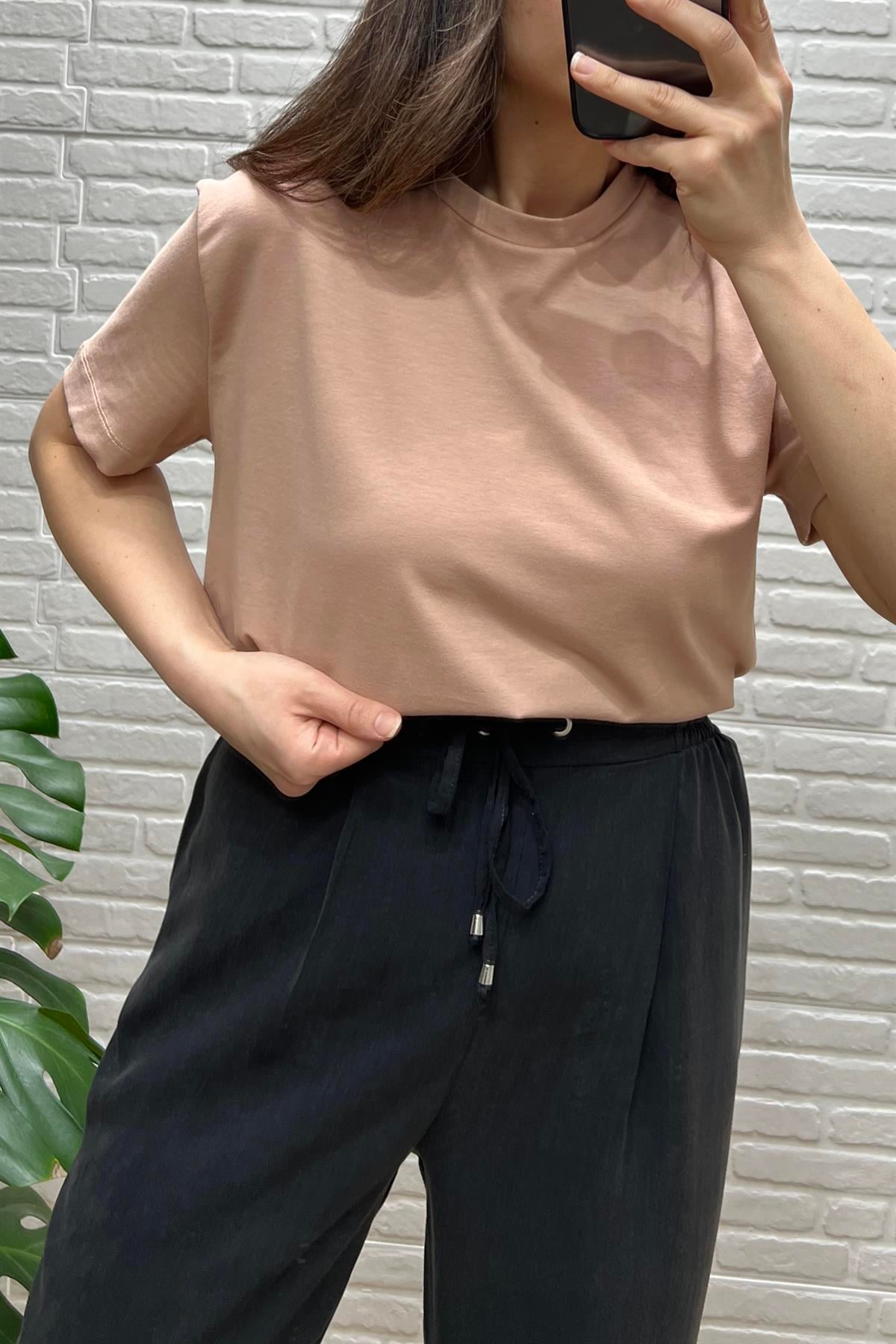 Pudra Orjinal Marka Likralı Basic Tshirt uygun fiyatlarda www.butikhola.com adresinde