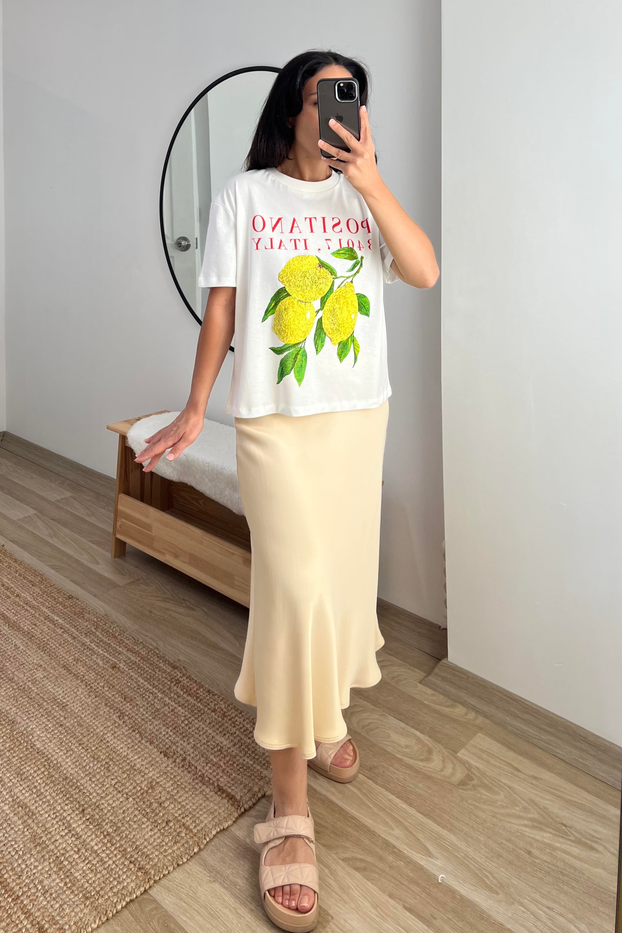 Sarı Beli Lastikli Saten Etek uygun fiyatlarda www.butikhola.com adresinde