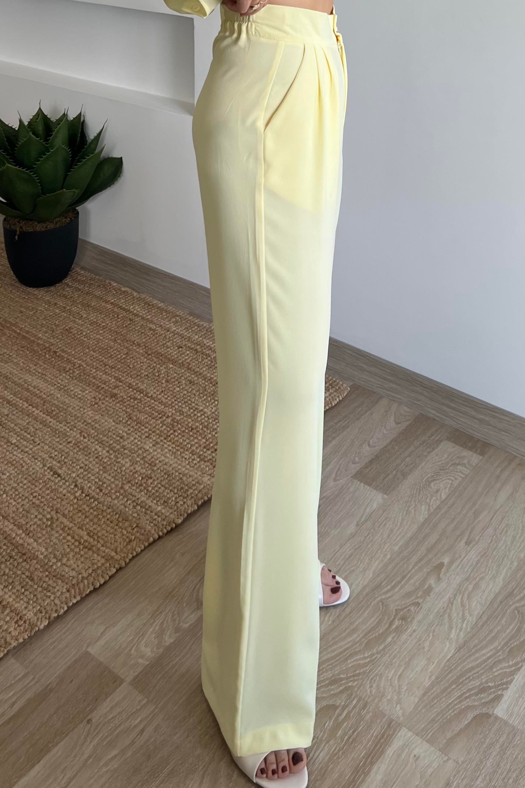 Sarı Gold Düğmeli Pantolon uygun fiyatlarda www.butikhola.com adresinde