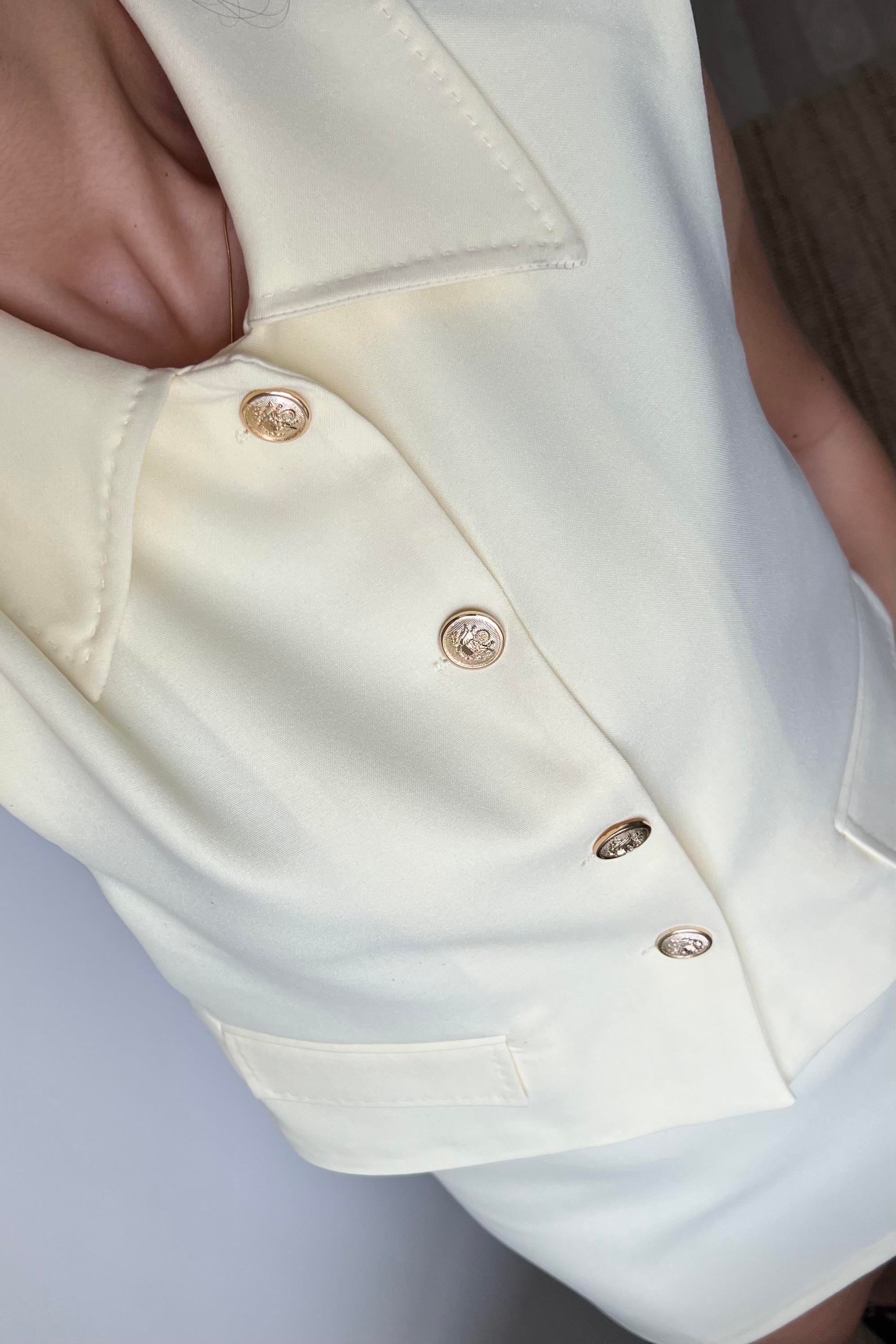 Sarı Gold Düğmeli Yelek uygun fiyatlarda www.butikhola.com adresinde