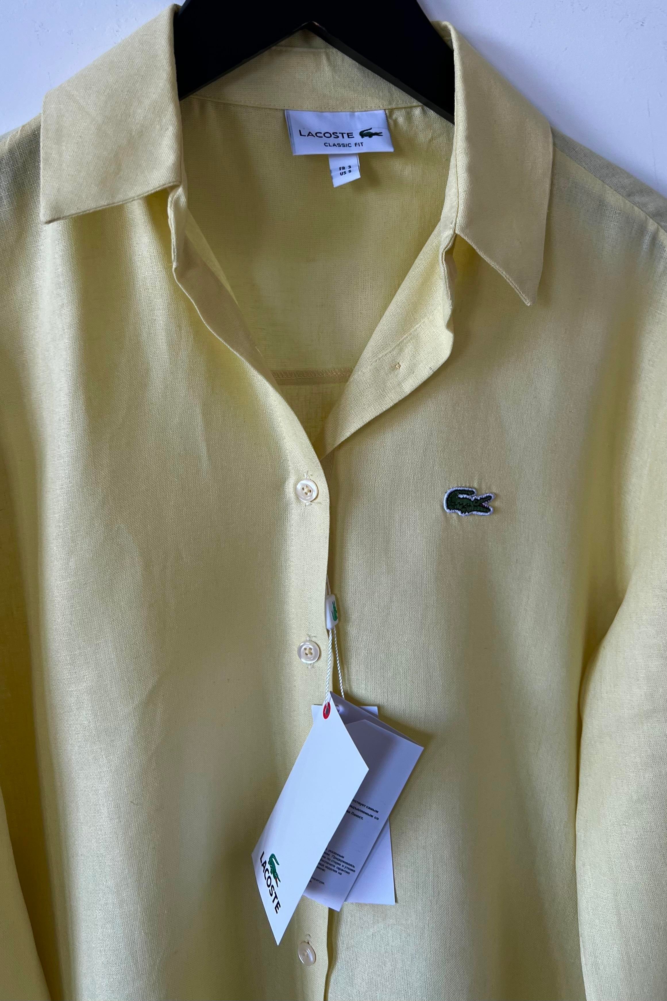 Sarı Logo Nakışlı Ham Keten Gömlek uygun fiyatlarda www.butikhola.com adresinde
