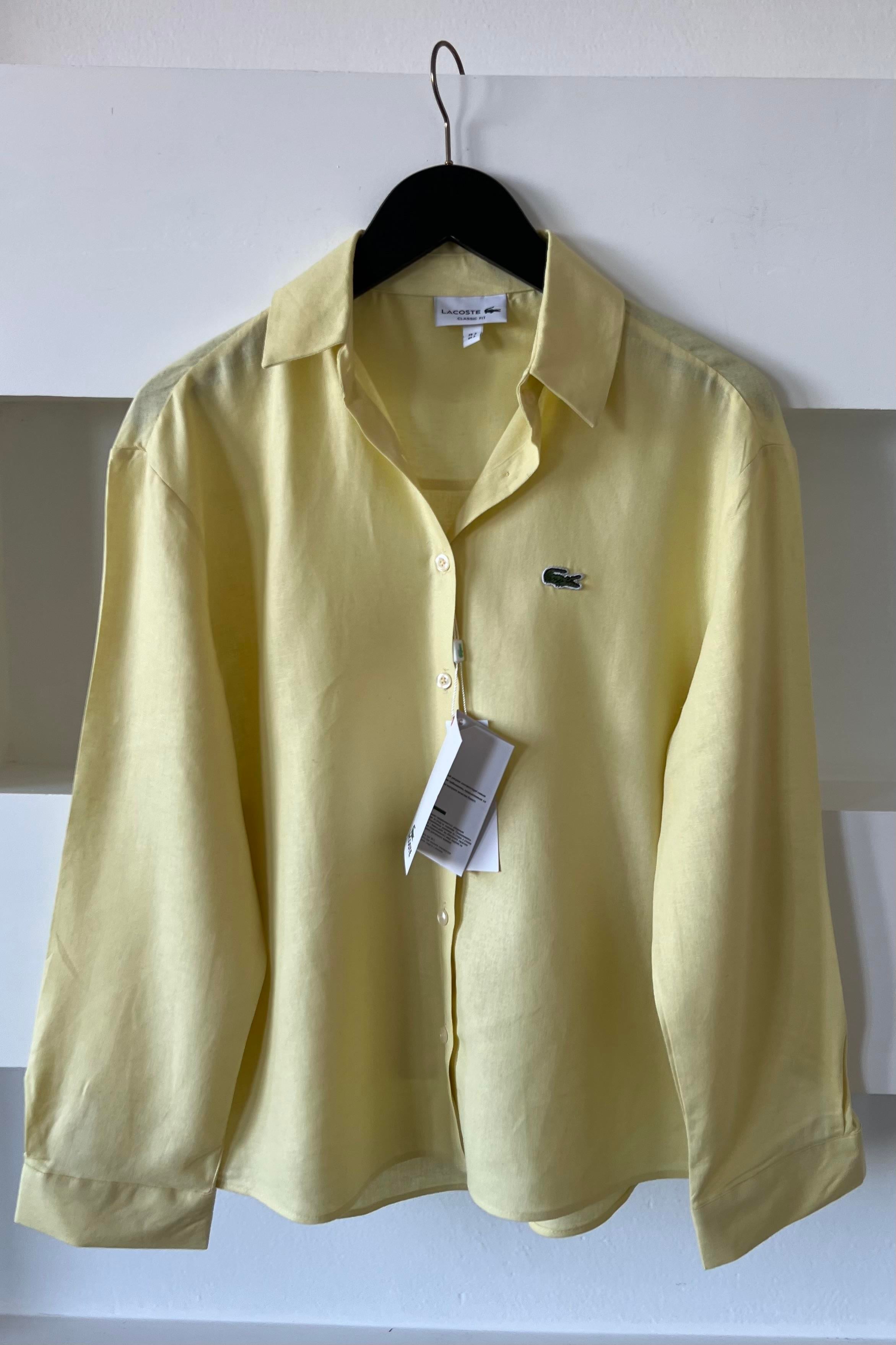 Sarı Logo Nakışlı Ham Keten Gömlek uygun fiyatlarda www.butikhola.com adresinde