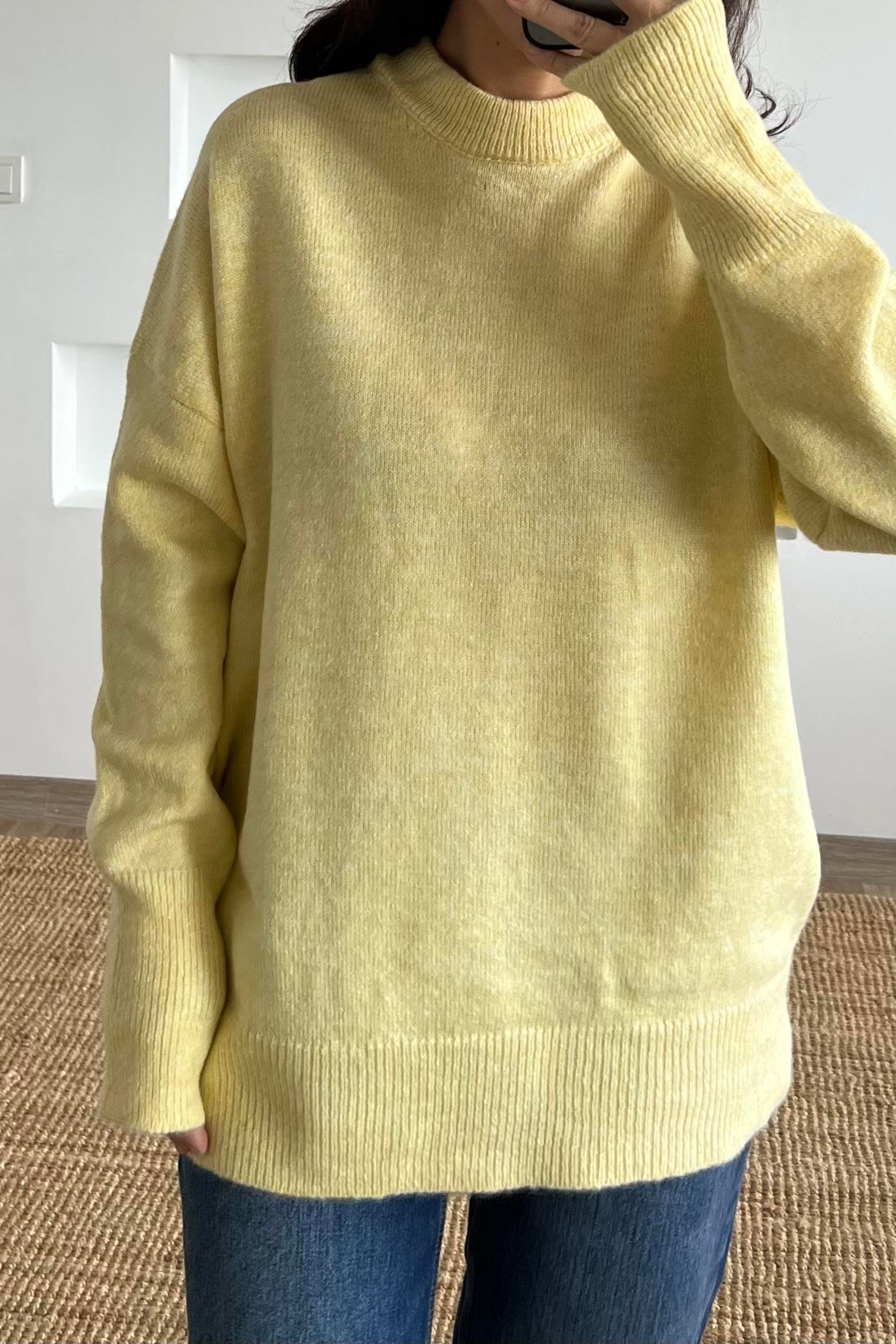 Sarı Soft Touch Basic Kazak  uygun fiyatlarda www.butikhola.com adresinde