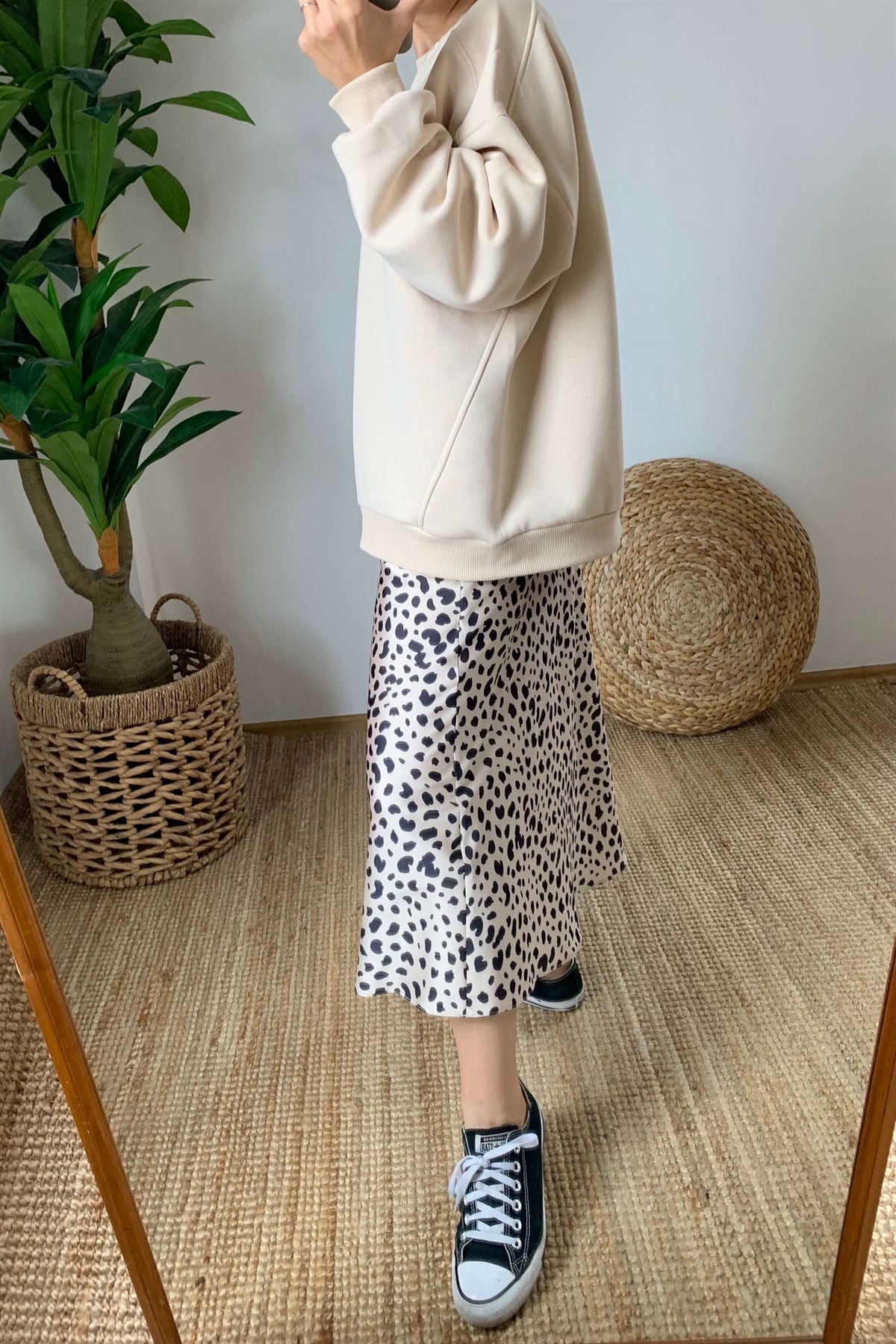 Saten Leopar Etek