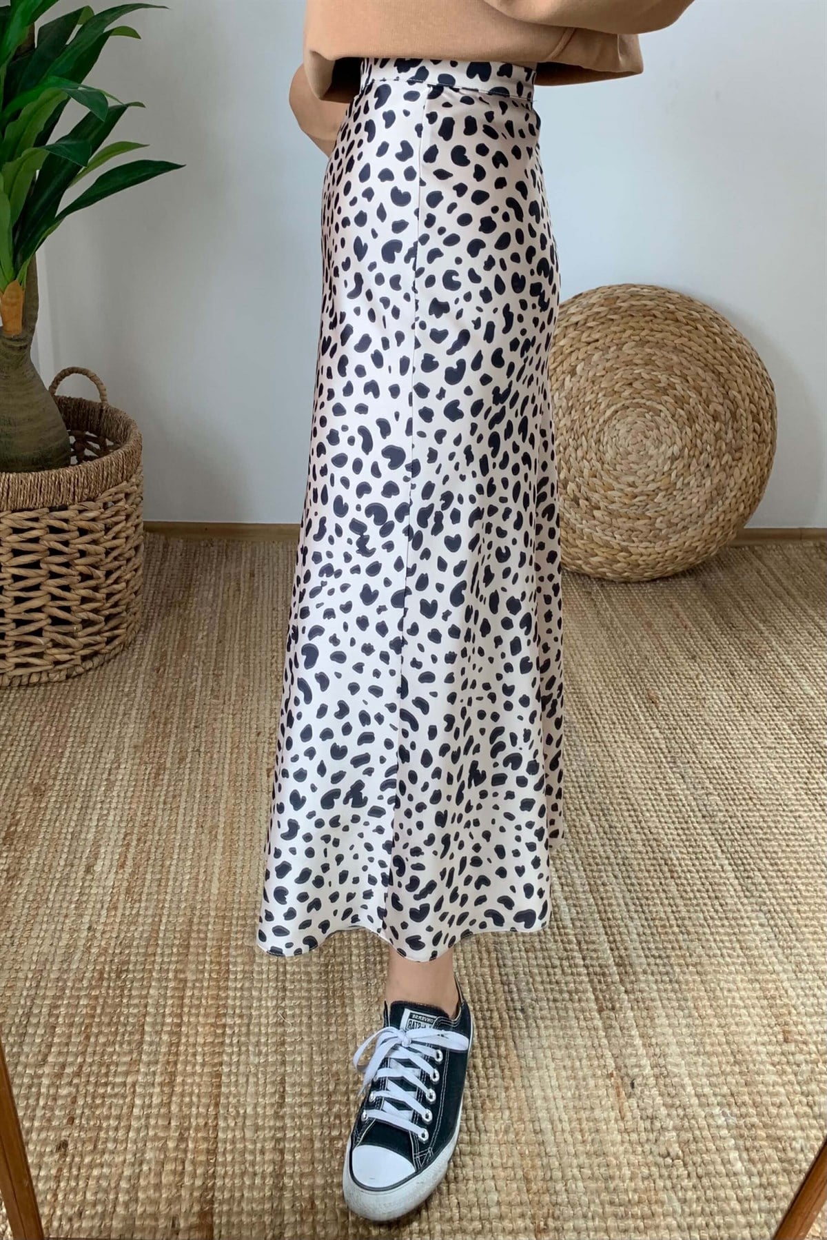 Saten Leopar Etek