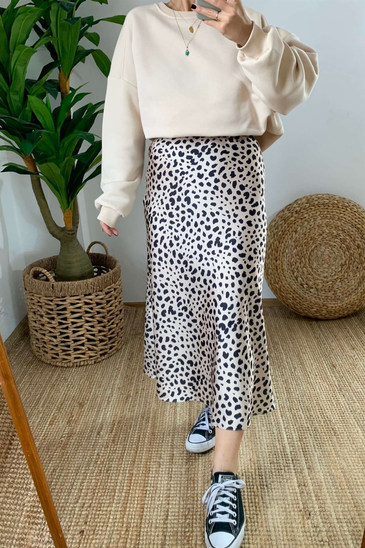 Saten Leopar Etek