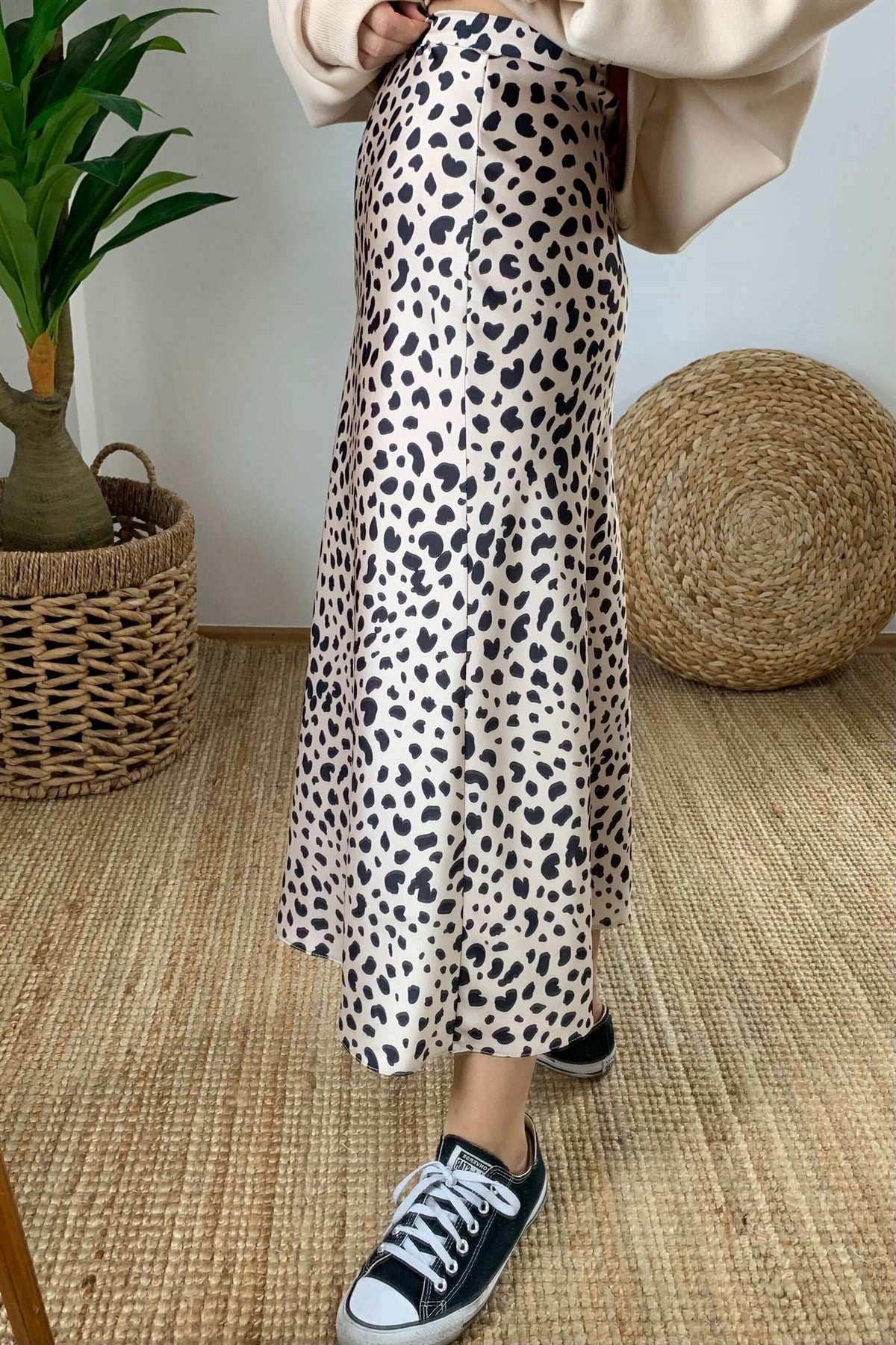 Saten Leopar Etek