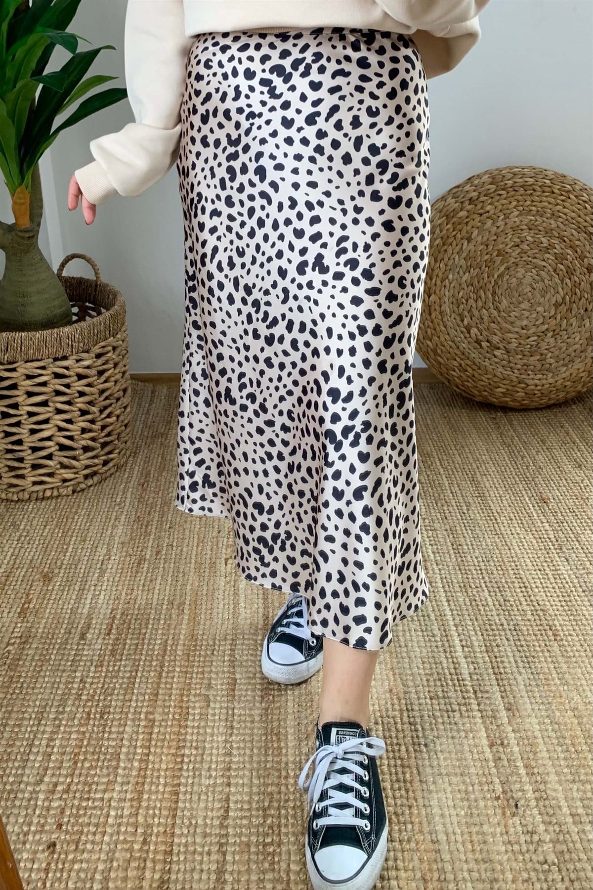 Saten Leopar Etek