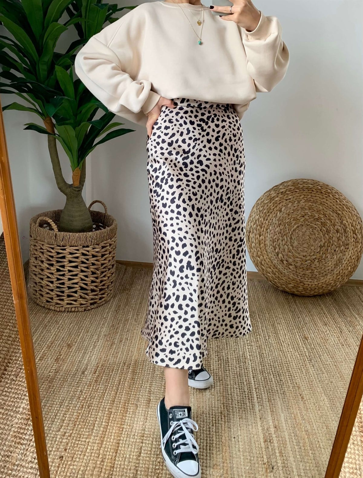 Saten Leopar Etek