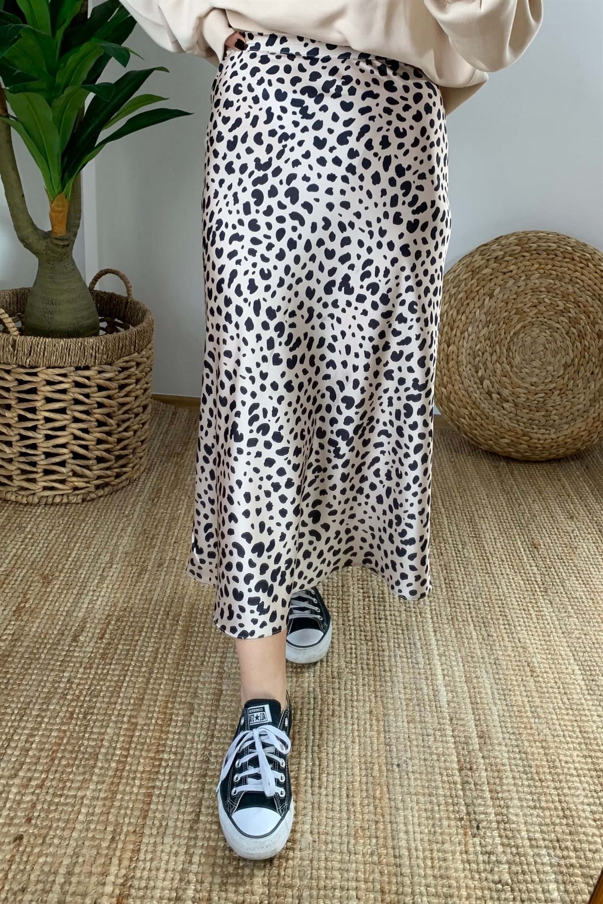 Saten Leopar Etek