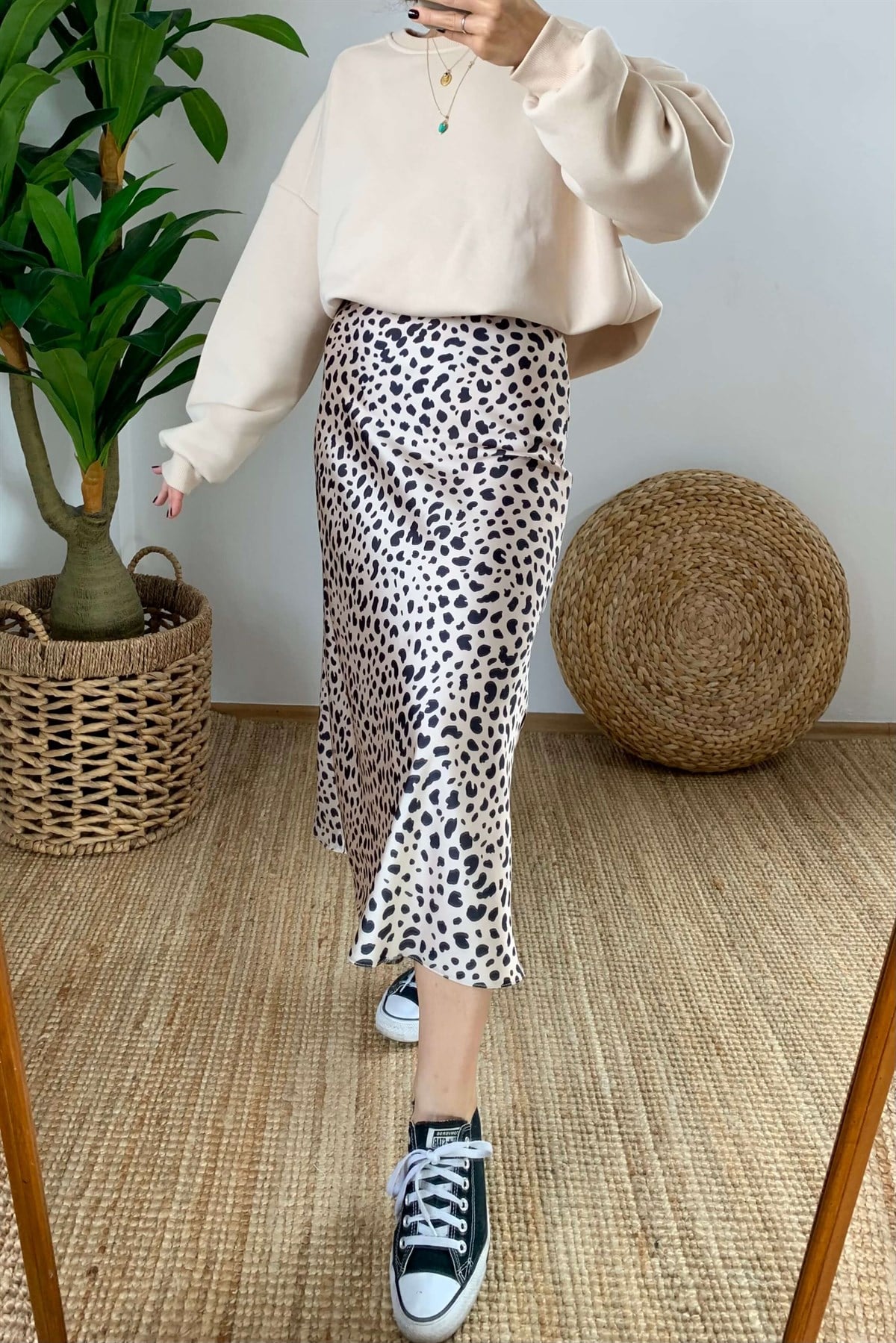 Saten Leopar Etek