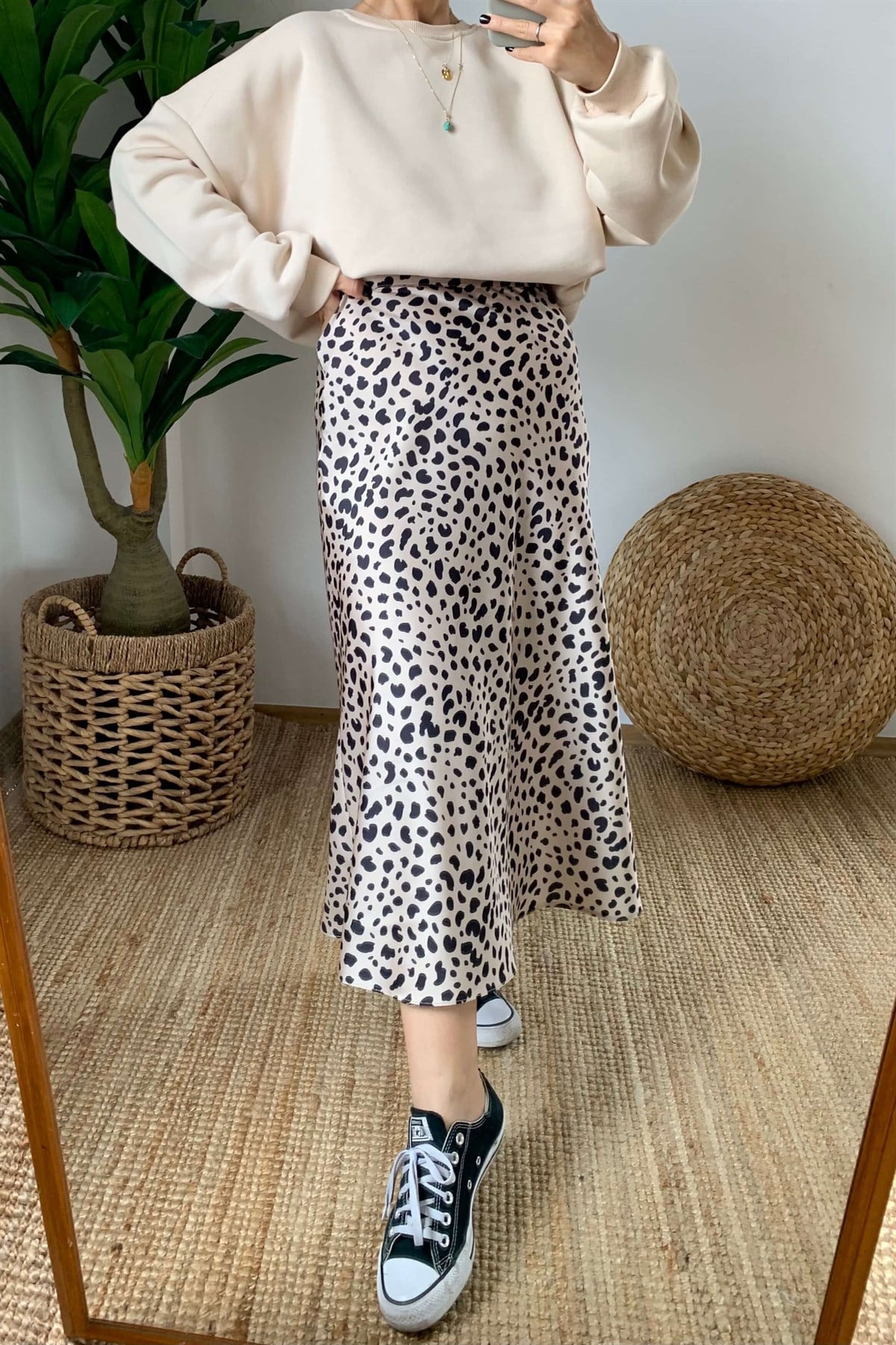 Saten Leopar Etek