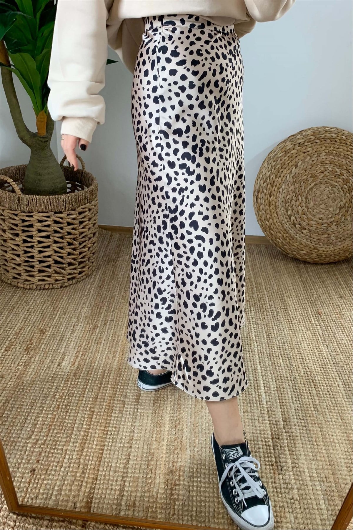 Saten Leopar Etek