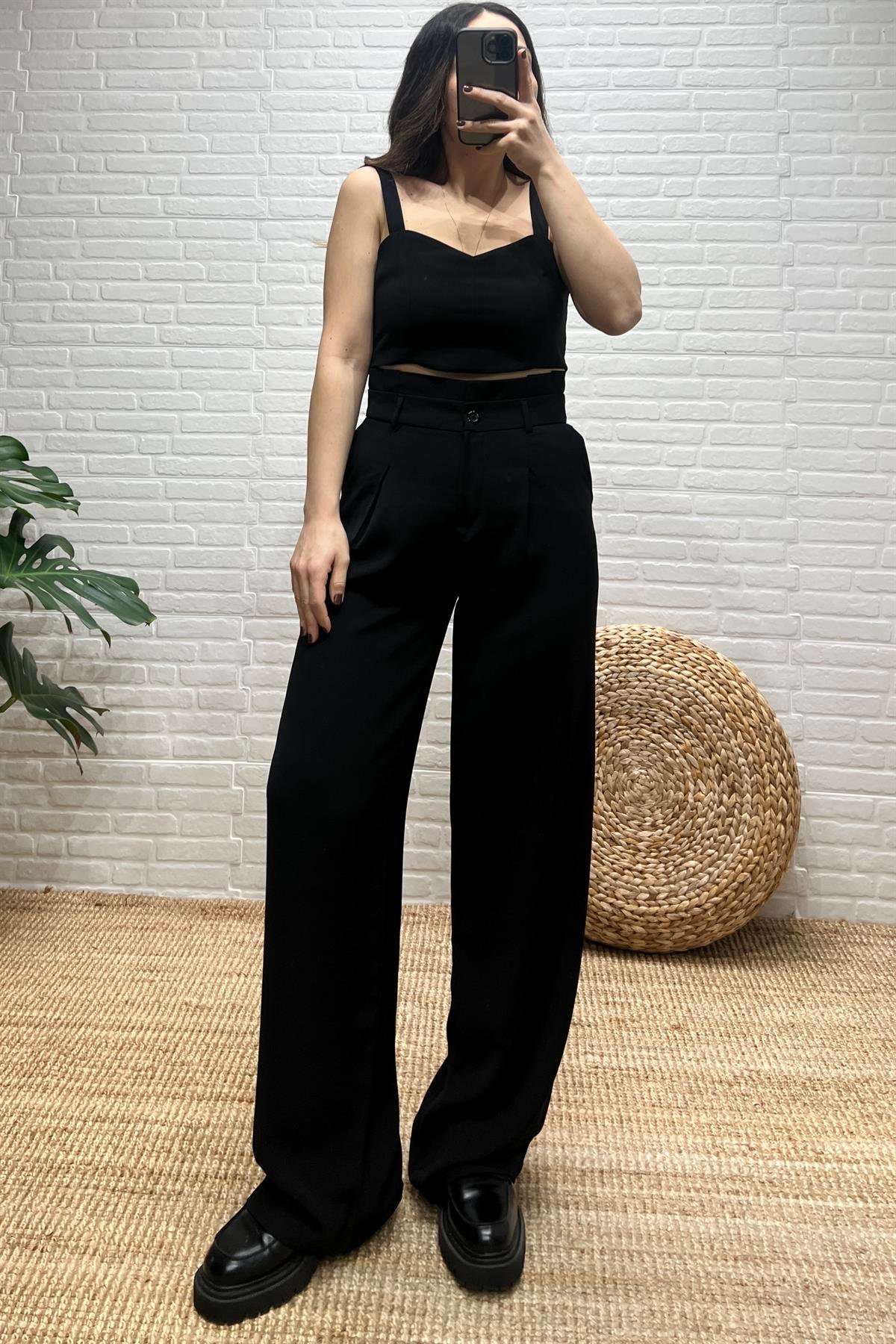 Siyah Askılı Büstiyer Pantolon Takım uygun fiyatlarda www.butikhola.com adresinde