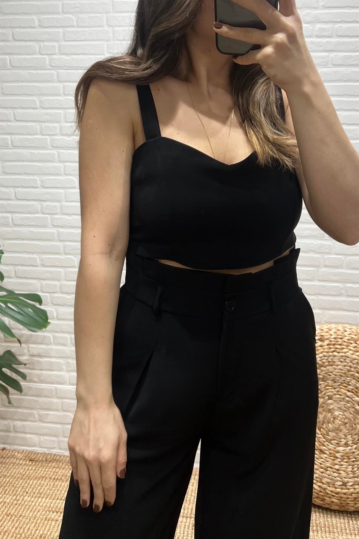 Siyah Askılı Büstiyer Pantolon Takım uygun fiyatlarda www.butikhola.com adresinde