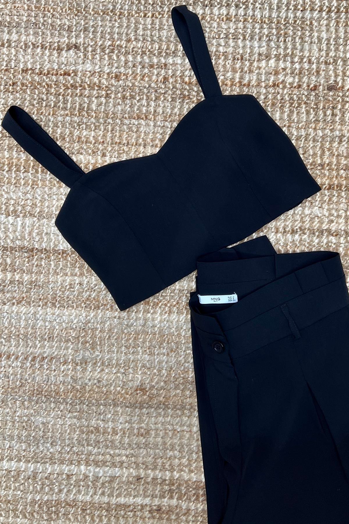 Siyah Askılı Büstiyer Pantolon Takım uygun fiyatlarda www.butikhola.com adresinde