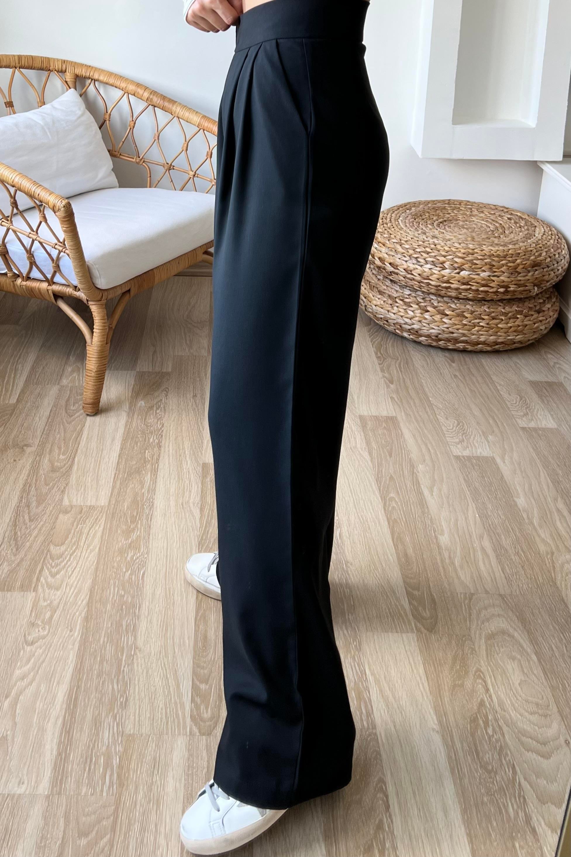 Siyah Beli Cırtcırtlı Palazzo Pantolon uygun fiyatlarda www.butikhola.com adresinde