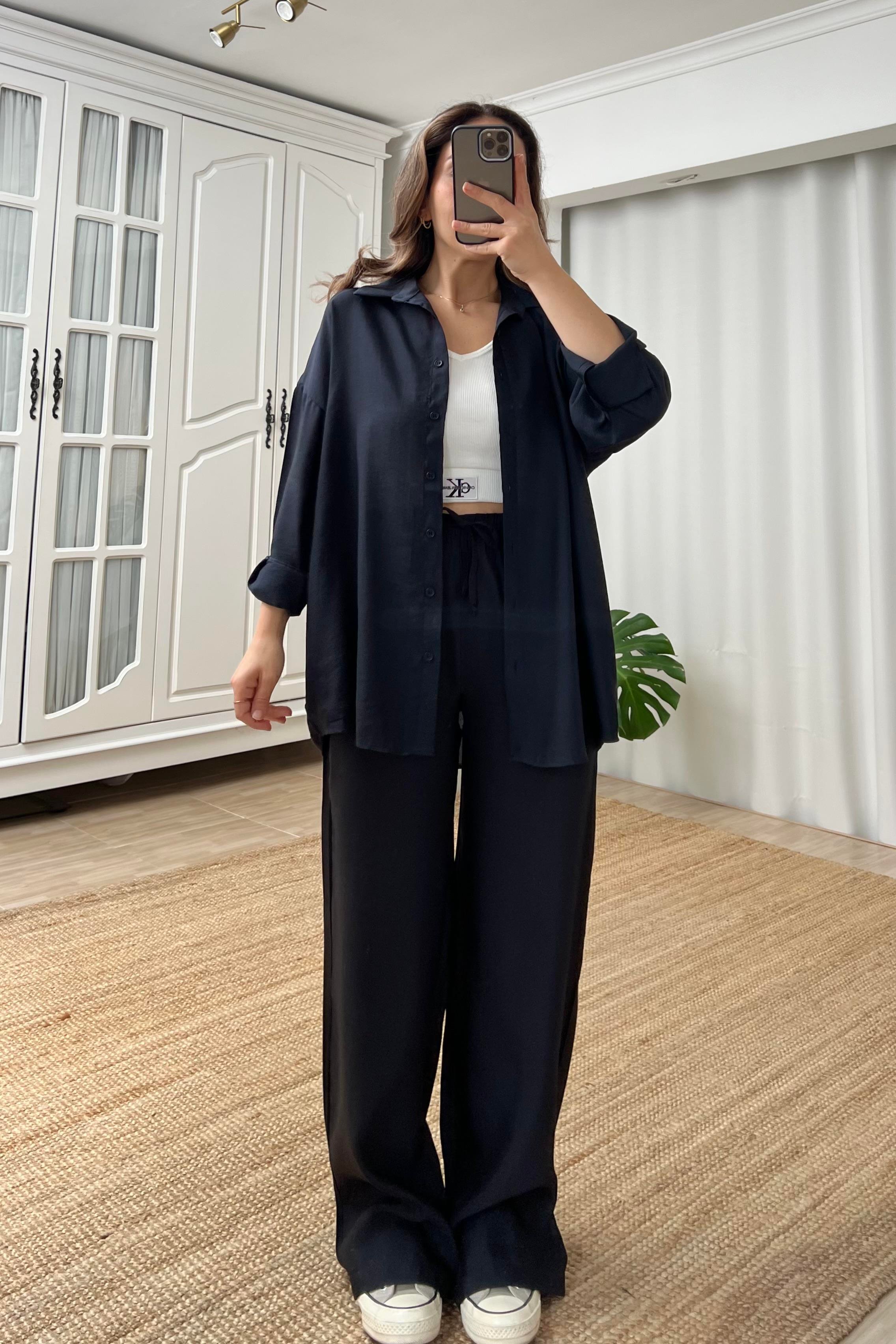 Siyah Beli İpli Tensel Pantolon uygun fiyatlarda www.butikhola.com adresinde