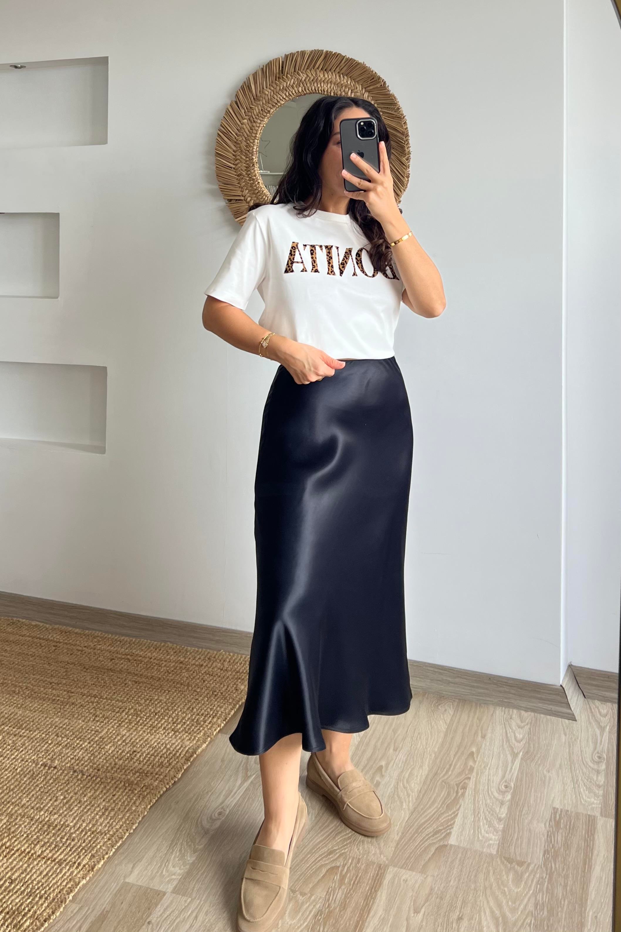 Siyah Beli Lastikli Saten Etek uygun fiyatlarda www.butikhola.com adresinde