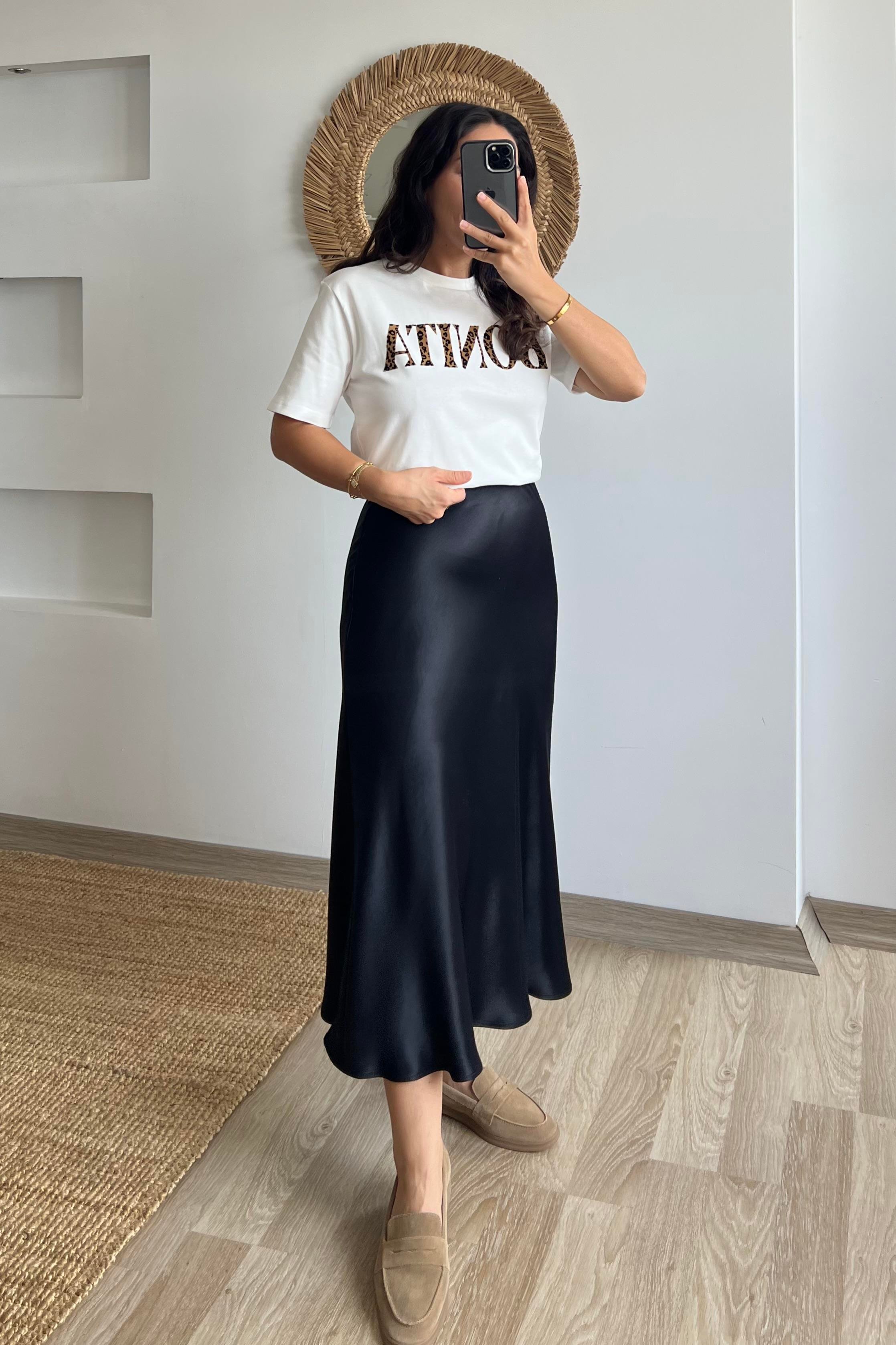 Siyah Beli Lastikli Saten Etek uygun fiyatlarda www.butikhola.com adresinde