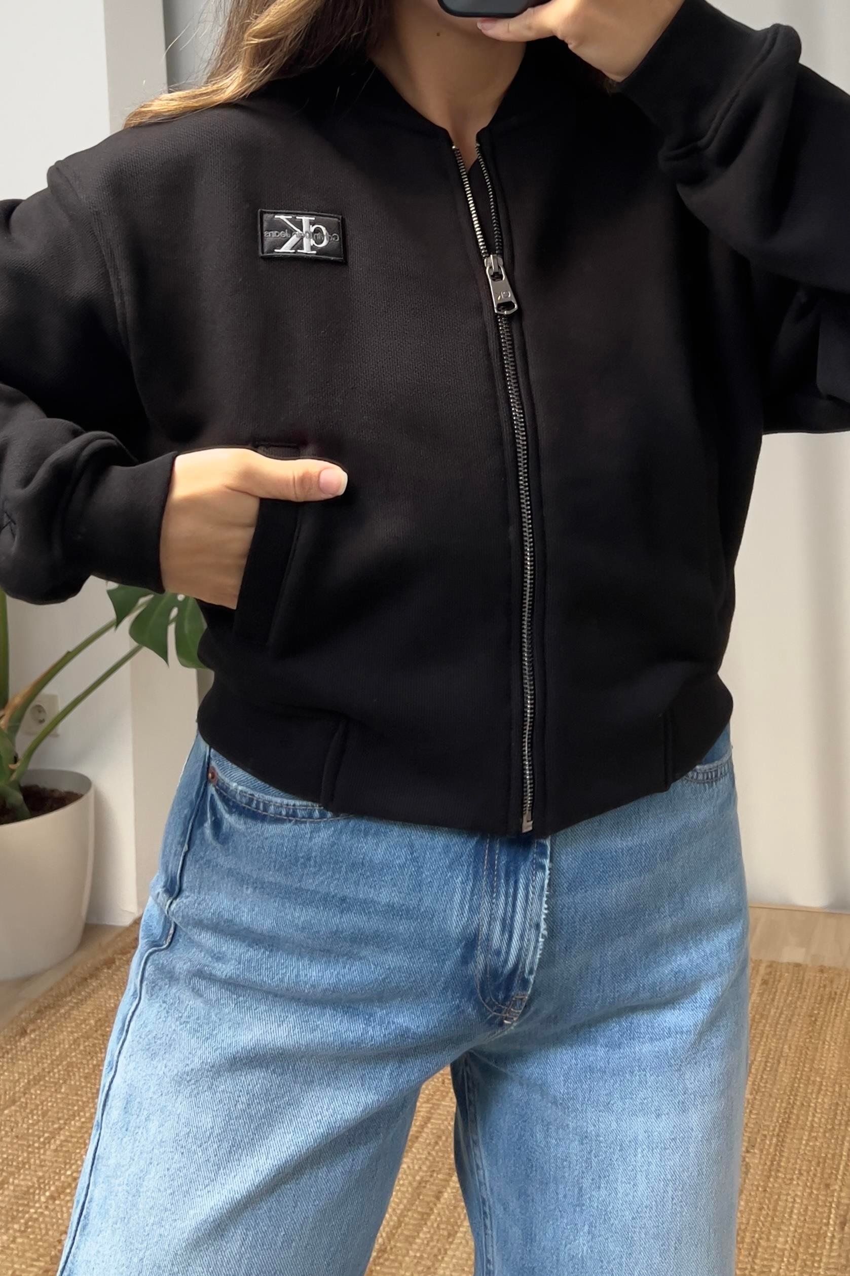 Siyah Ck Fermuarlı Bomber Sweatshirt  uygun fiyatlarda www.butikhola.com adresinde