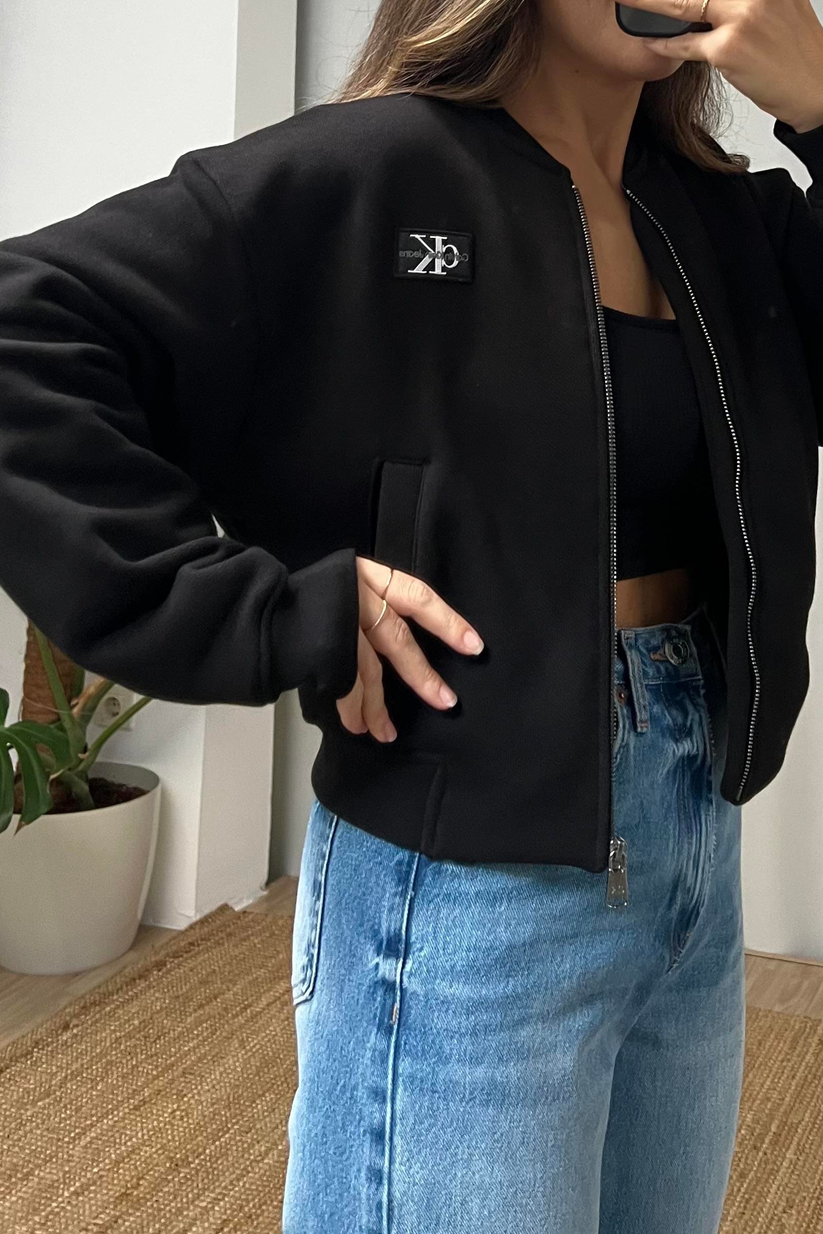 Siyah Ck Fermuarlı Bomber Sweatshirt  uygun fiyatlarda www.butikhola.com adresinde