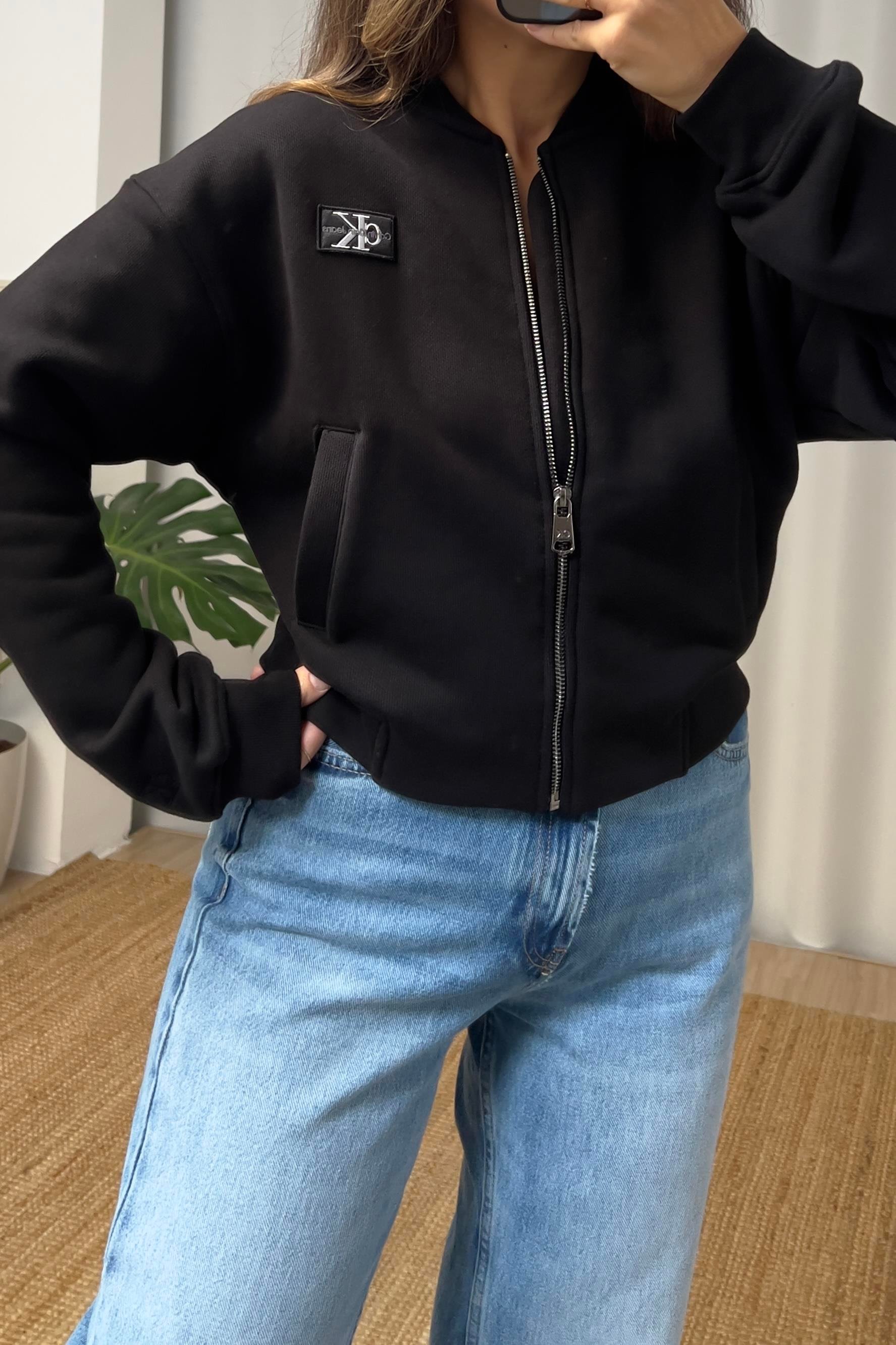 Siyah Ck Fermuarlı Bomber Sweatshirt  uygun fiyatlarda www.butikhola.com adresinde