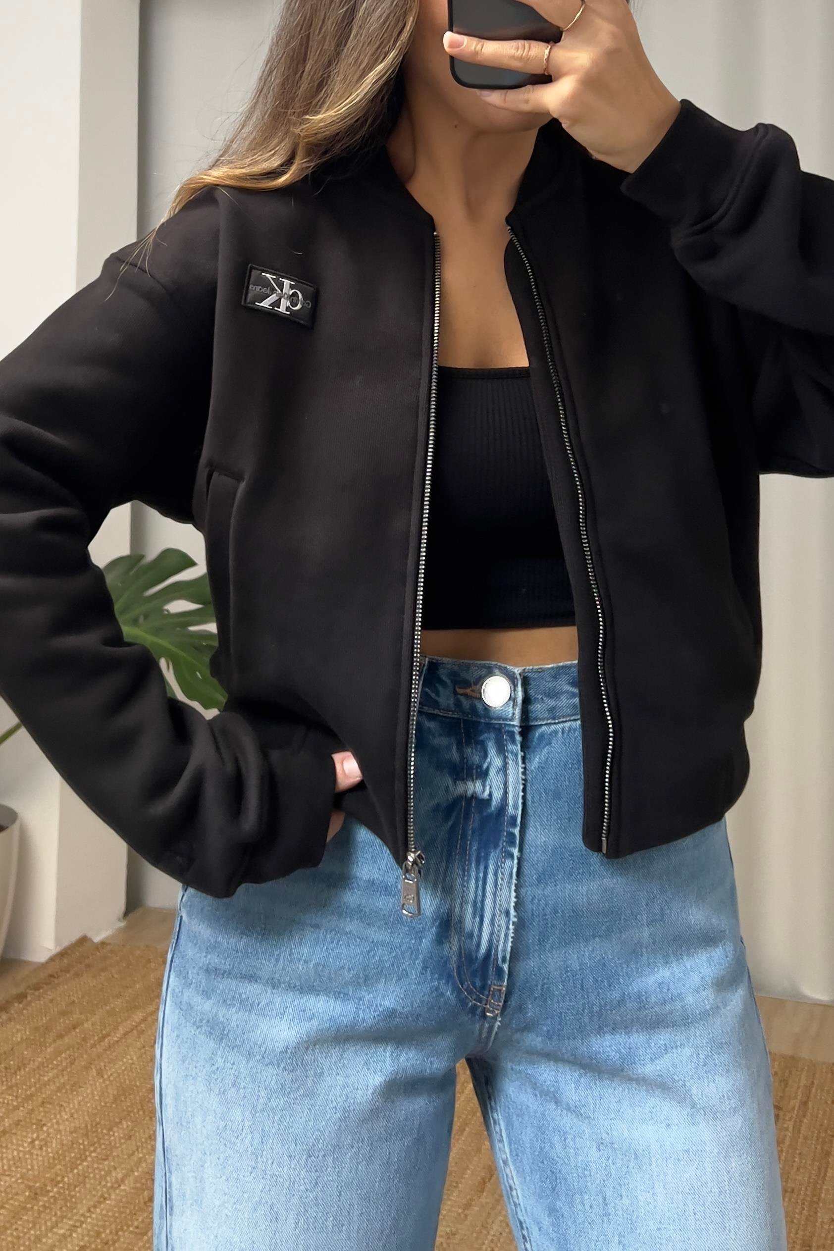 Siyah Ck Fermuarlı Bomber Sweatshirt  uygun fiyatlarda www.butikhola.com adresinde