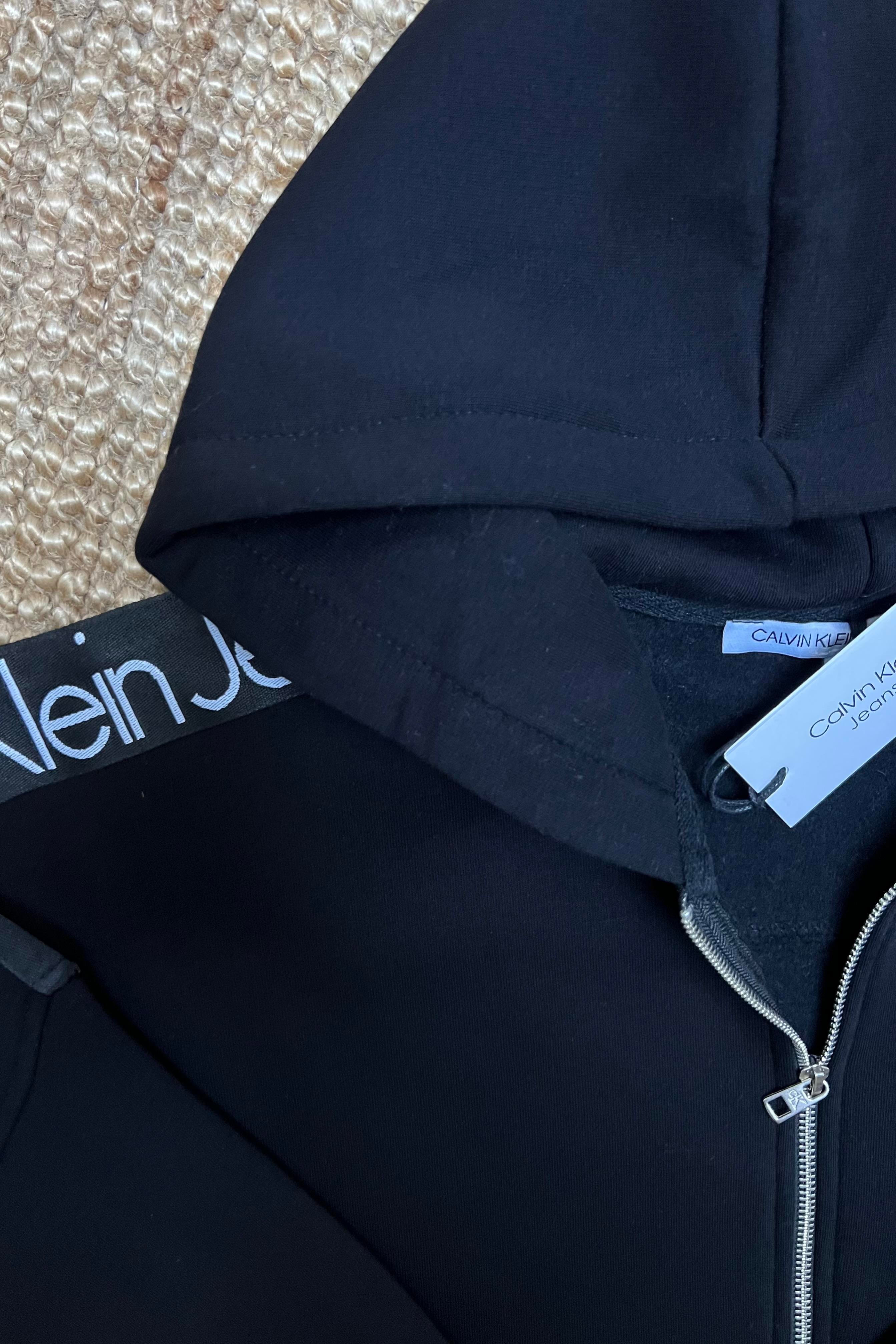 Siyah Ck Şerit Detaylı Kapüşonlu Bomber Sweatshirt  uygun fiyatlarda www.butikhola.com adresinde