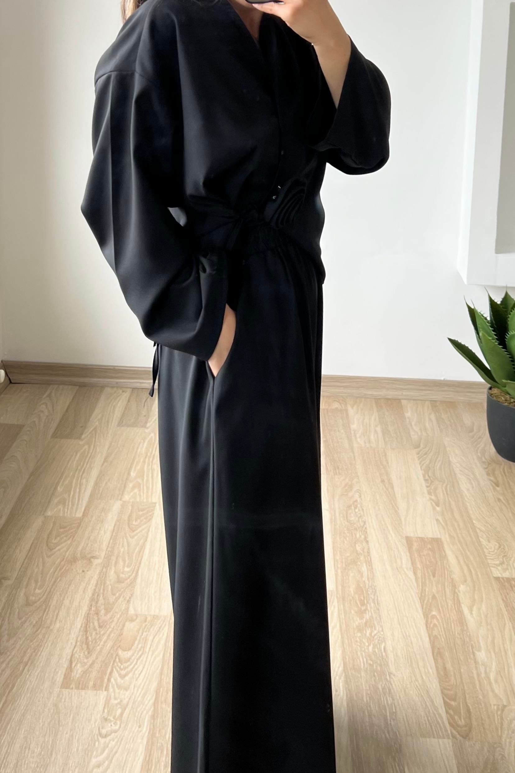 Siyah Elegans Kimono Pantolon Takım uygun fiyatlarda www.butikhola.com adresinde