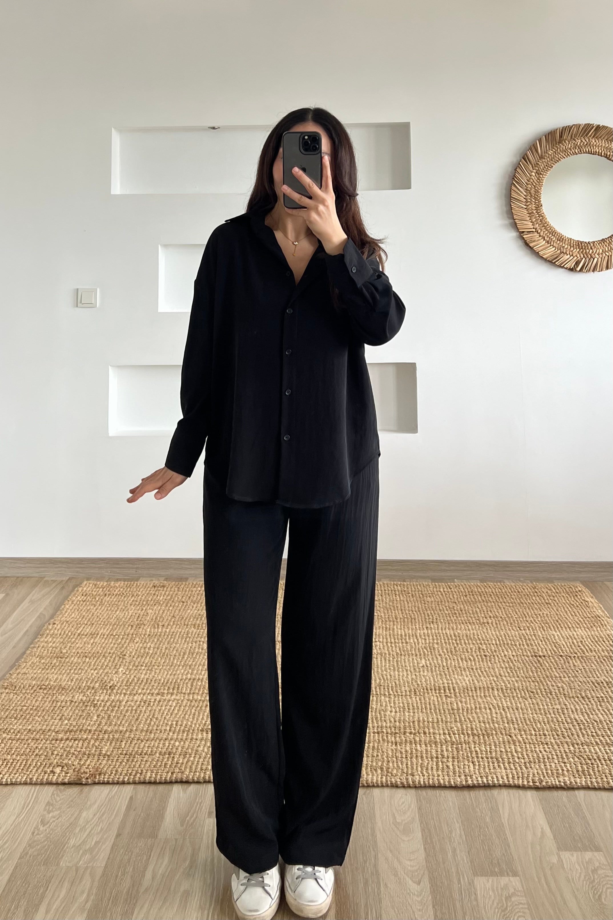 Siyah Gömlek Pantolon Takım uygun fiyatlarda www.butikhola.com adresinde