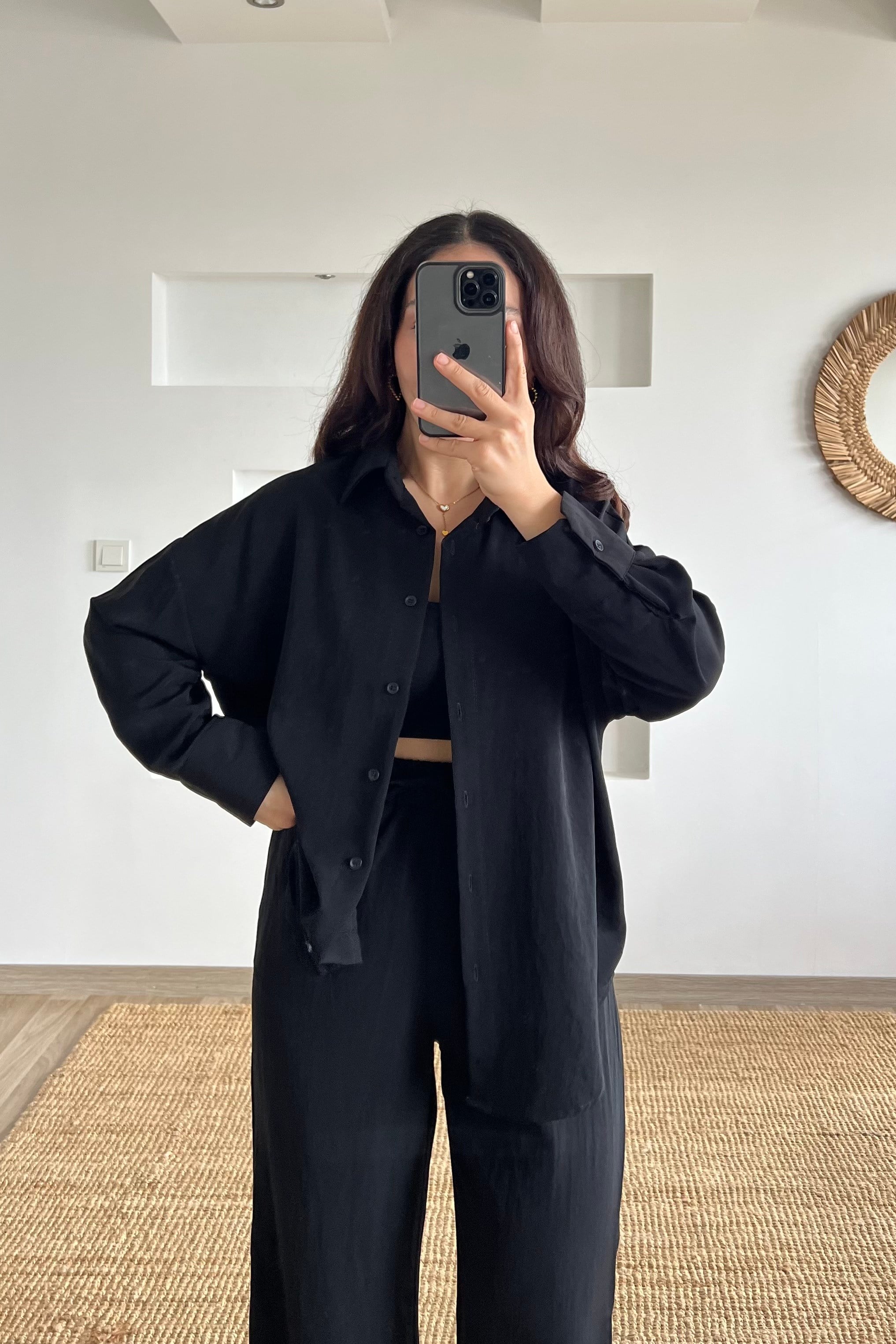 Siyah Gömlek Pantolon Takım uygun fiyatlarda www.butikhola.com adresinde