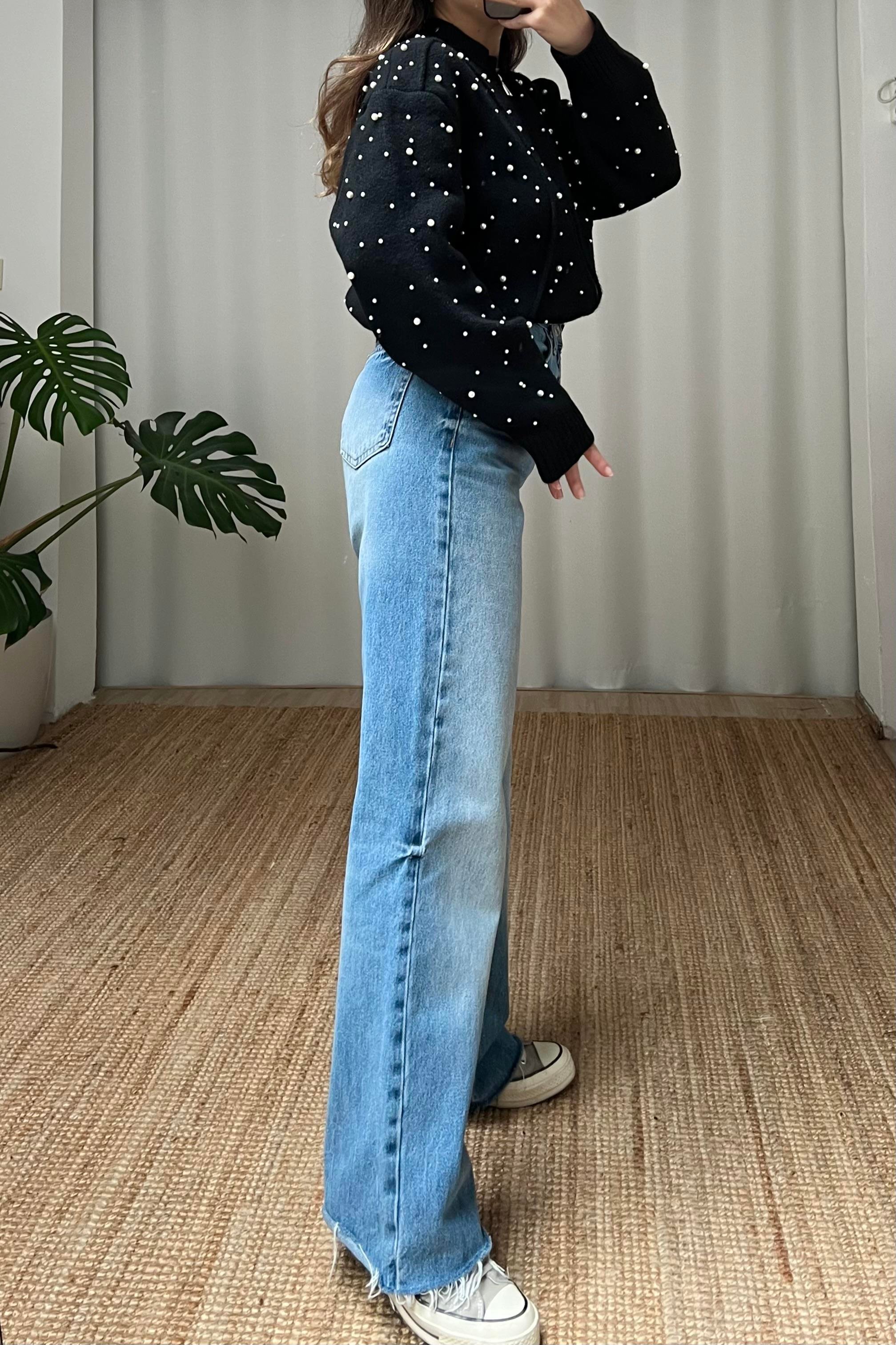 Siyah İnci Detaylı Bomber Hırka uygun fiyatlarda www.butikhola.com adresinde